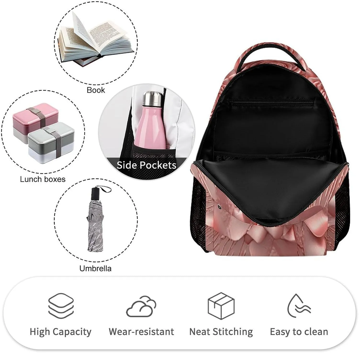 Laptop Backpack for Travel Daypack Computer Bag Work Rose Back Pack Nurse Bag for Hiking