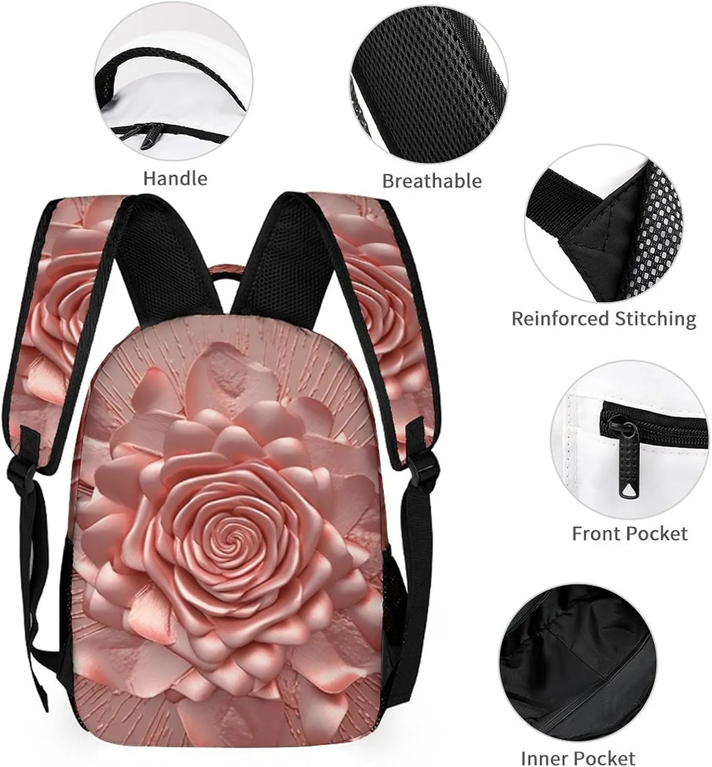 Laptop Backpack for Travel Daypack Computer Bag Work Rose Back Pack Nurse Bag for Hiking