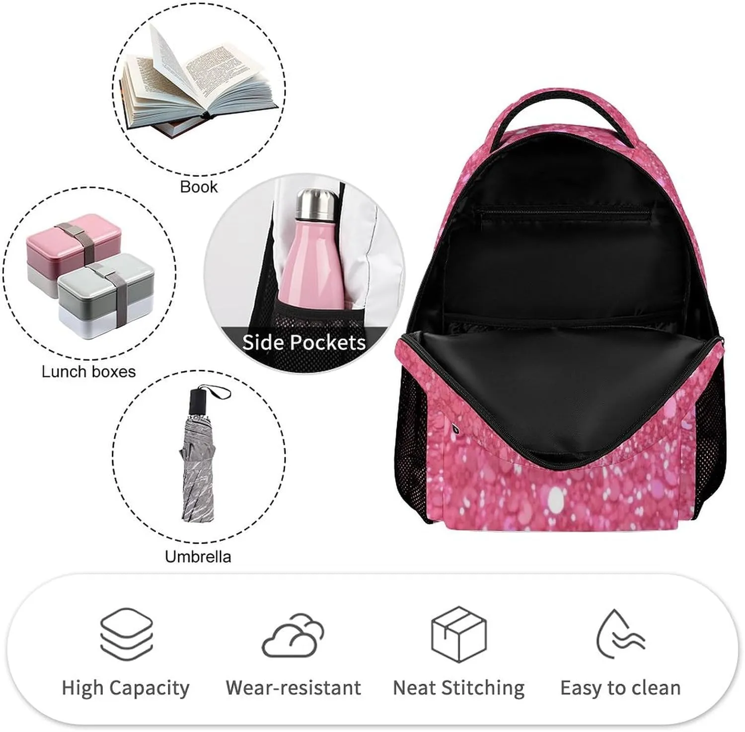 Laptop Backpack for Travel Daypack Computer Bag Work Sparkling Glitter Back Pack Nurse Bag for Hiking