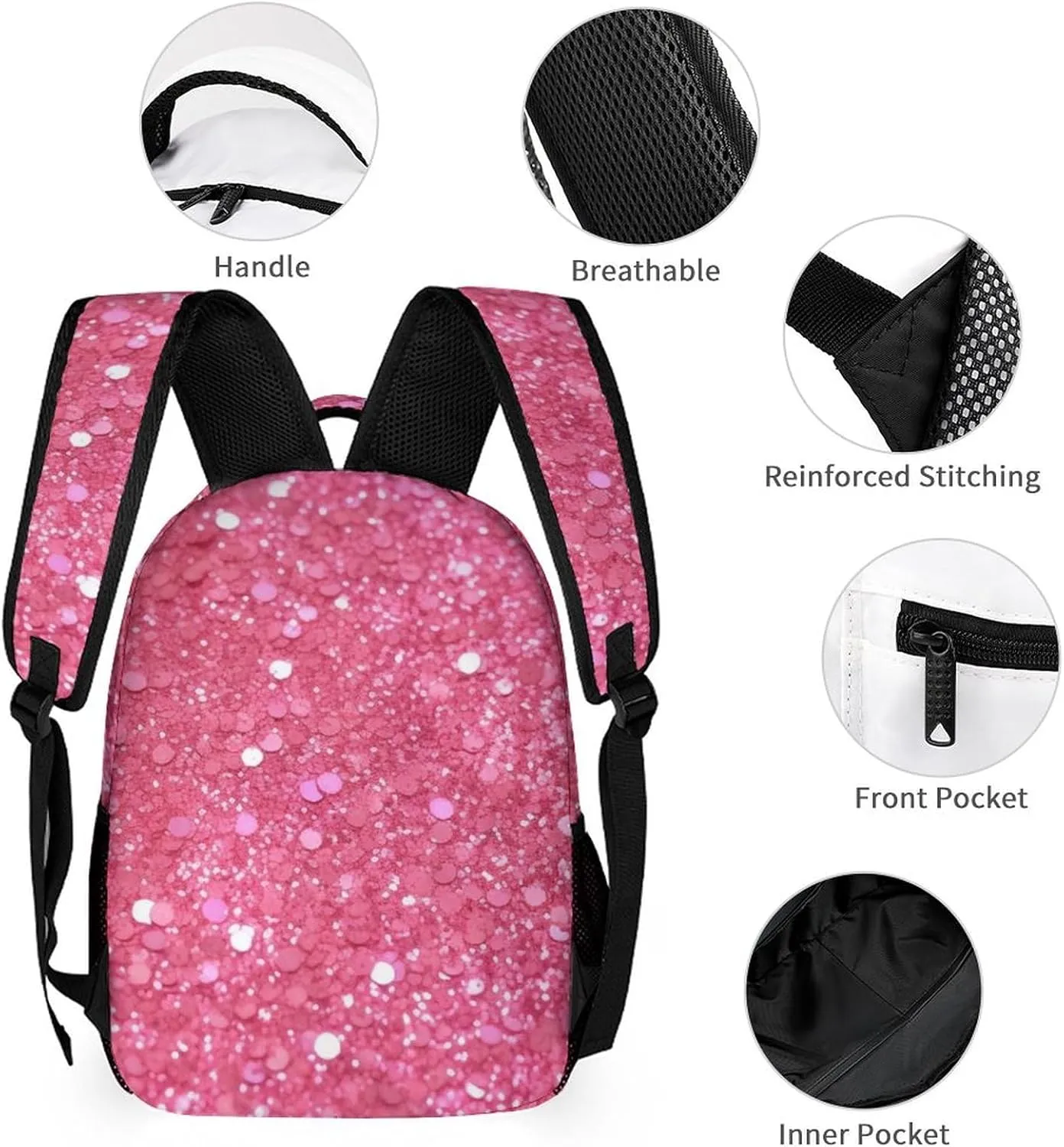 Laptop Backpack for Travel Daypack Computer Bag Work Sparkling Glitter Back Pack Nurse Bag for Hiking