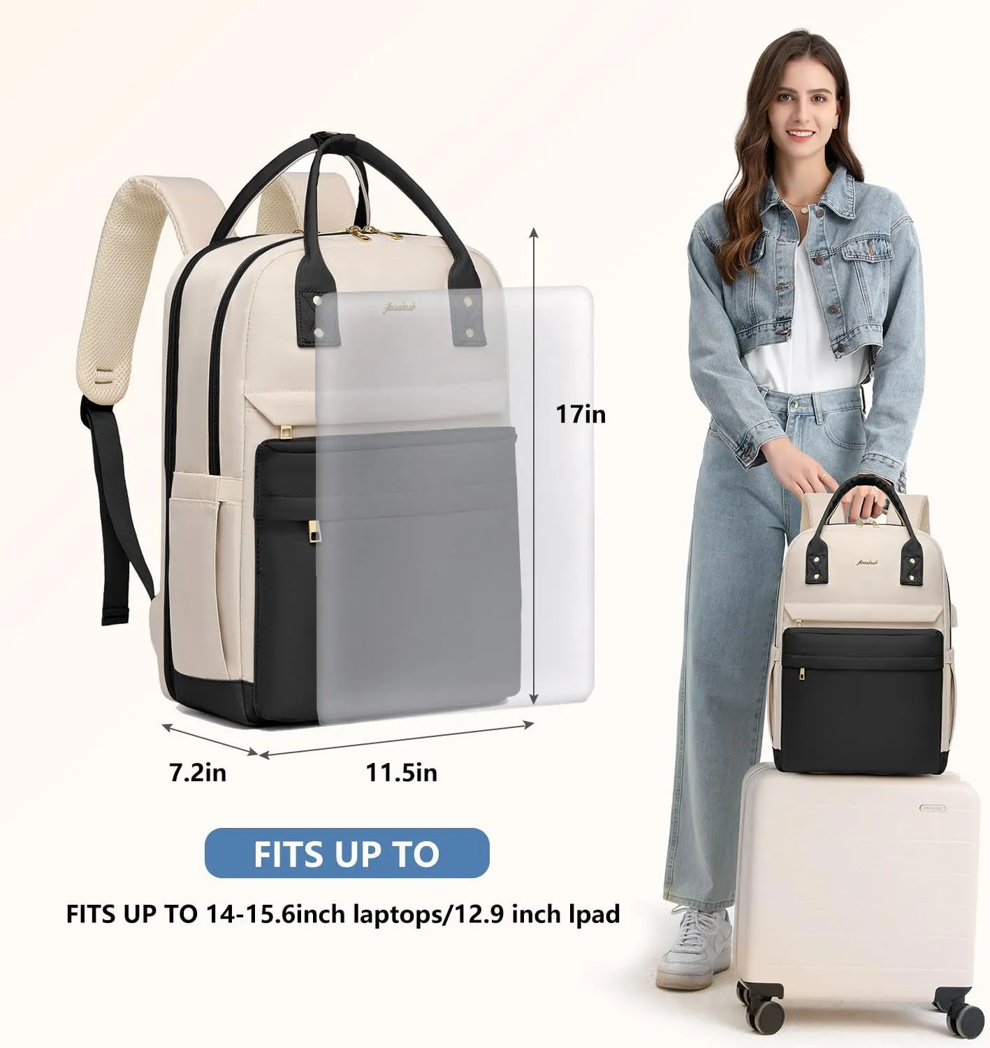 Laptop Backpack for Women Bag - College Bookbag Business Computer Backpack 15.6 inch Waterproof Work Travel Backpack with USB Charger Anti-theft Casual Cute Backpacks for Nurse Teacher Gift
