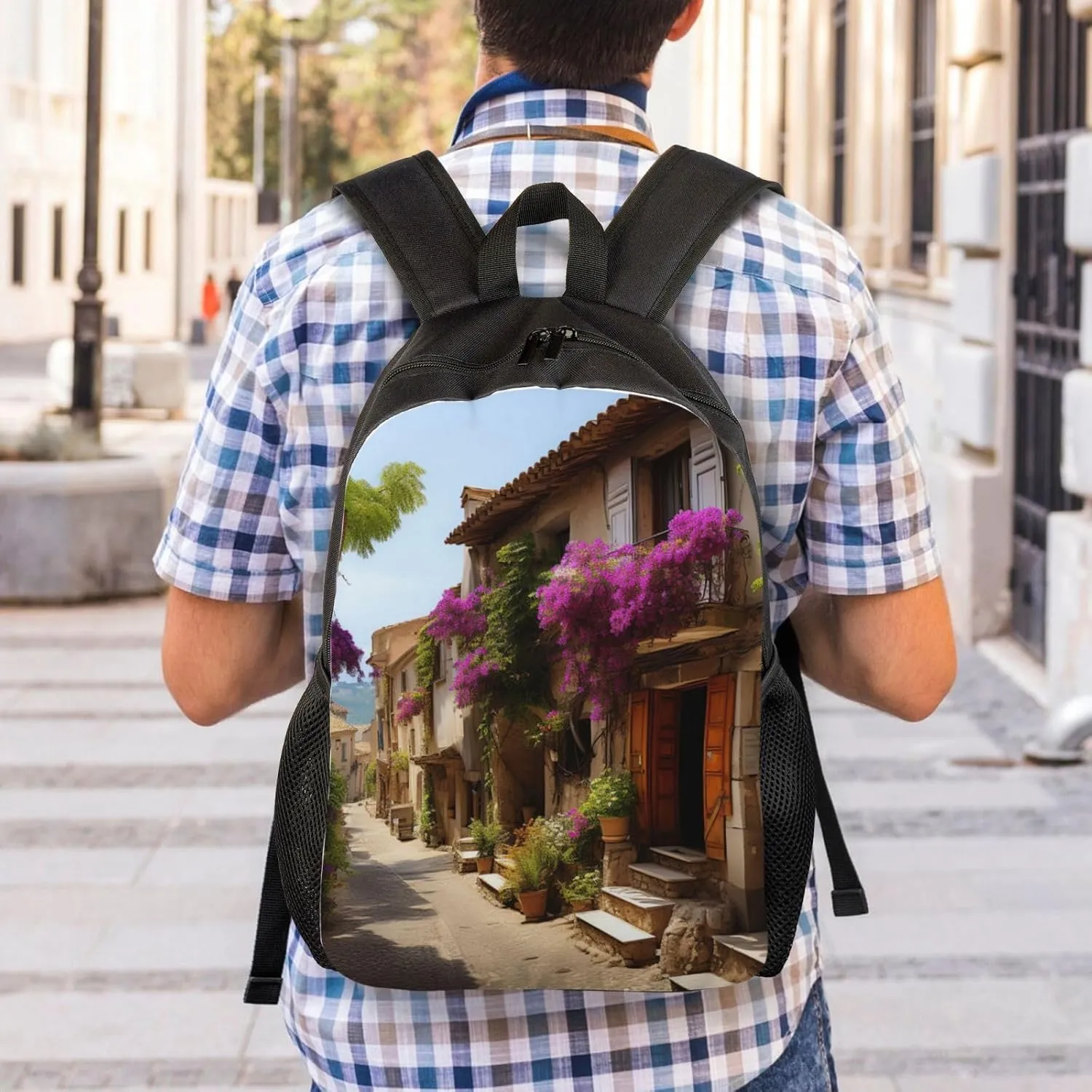 Laptop Backpack for Women Men Carry-on Backpack Beautiful Old Town of Provence Daypack Lightweight Travel Shoulder Bags