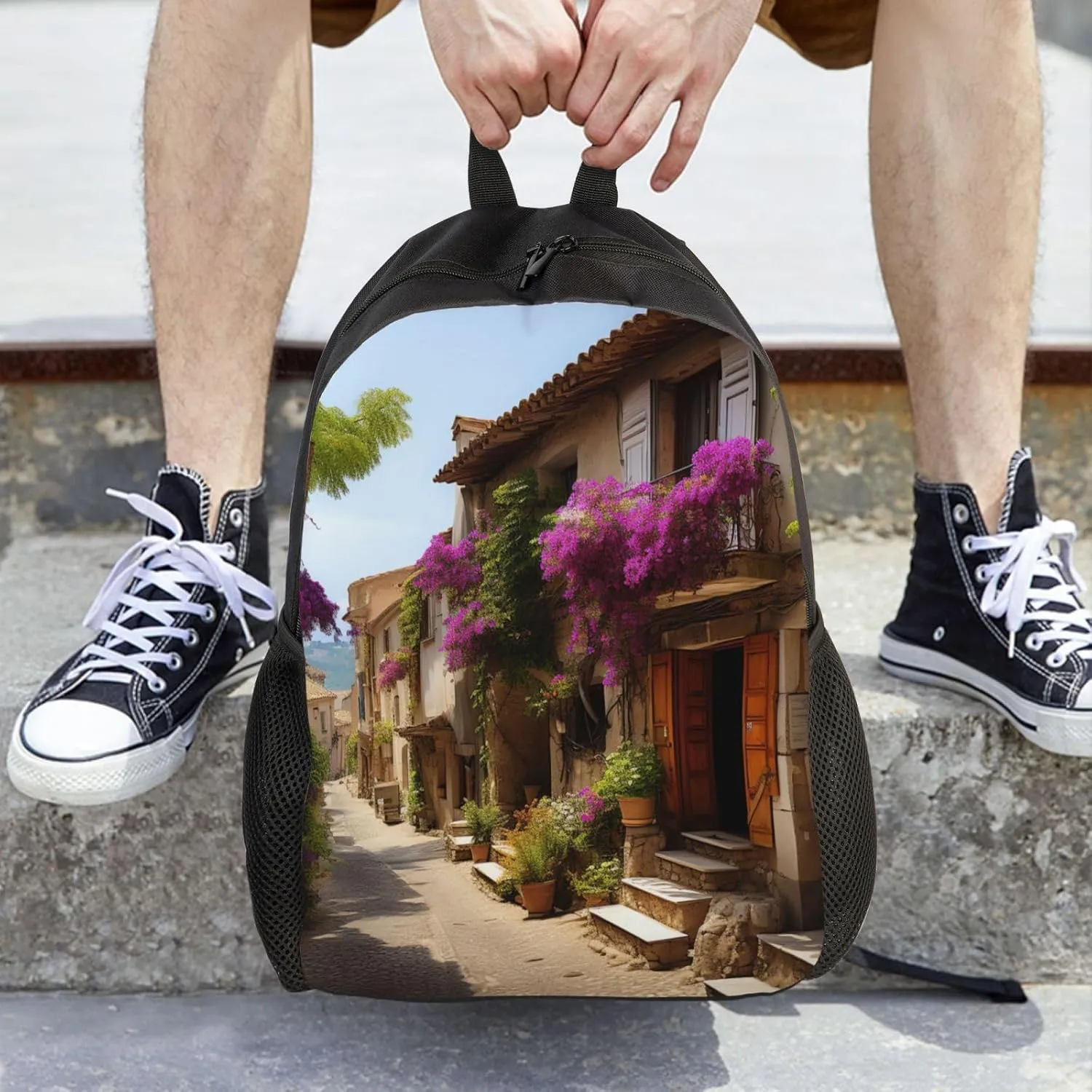 Laptop Backpack for Women Men Carry-on Backpack Beautiful Old Town of Provence Daypack Lightweight Travel Shoulder Bags