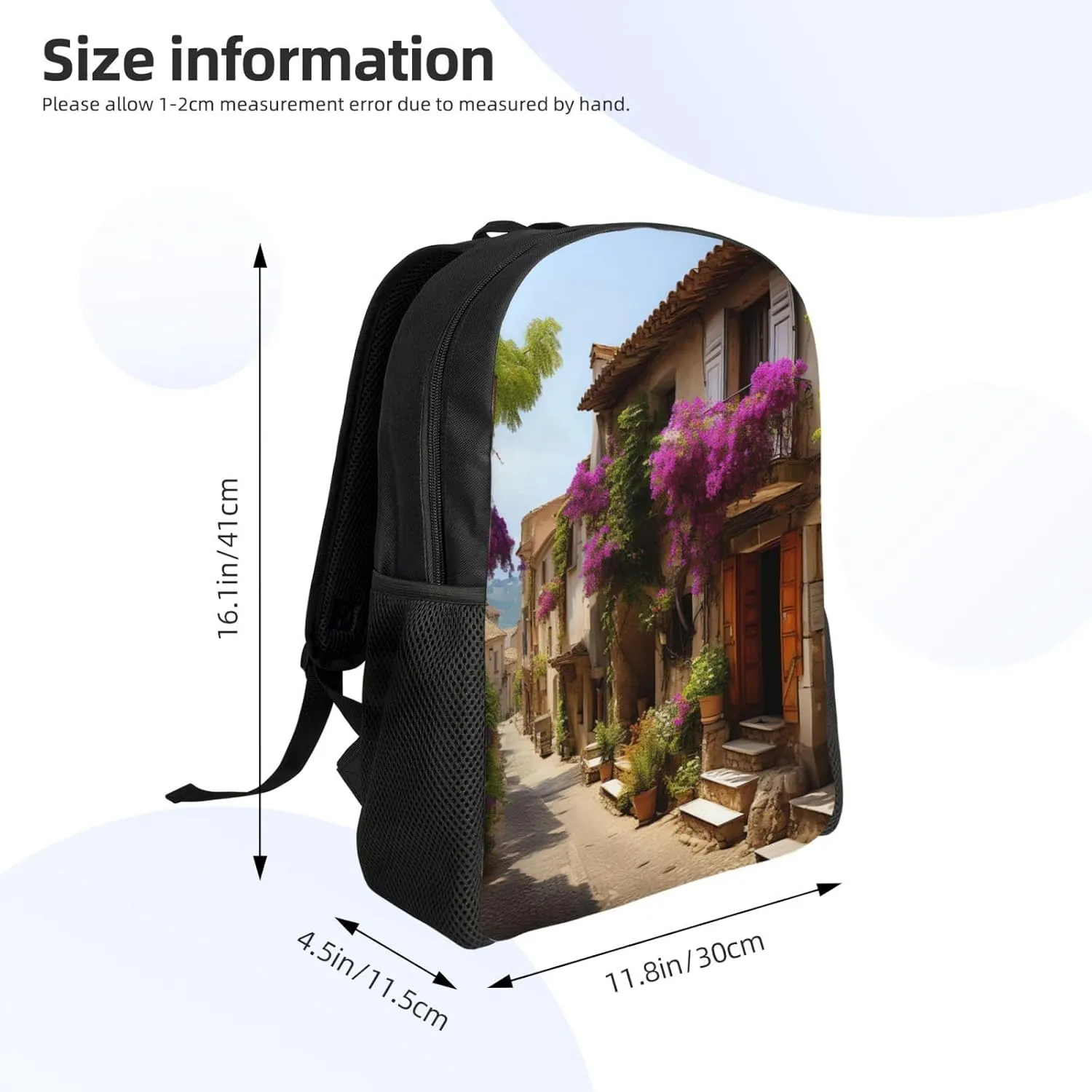 Laptop Backpack for Women Men Carry-on Backpack Beautiful Old Town of Provence Daypack Lightweight Travel Shoulder Bags
