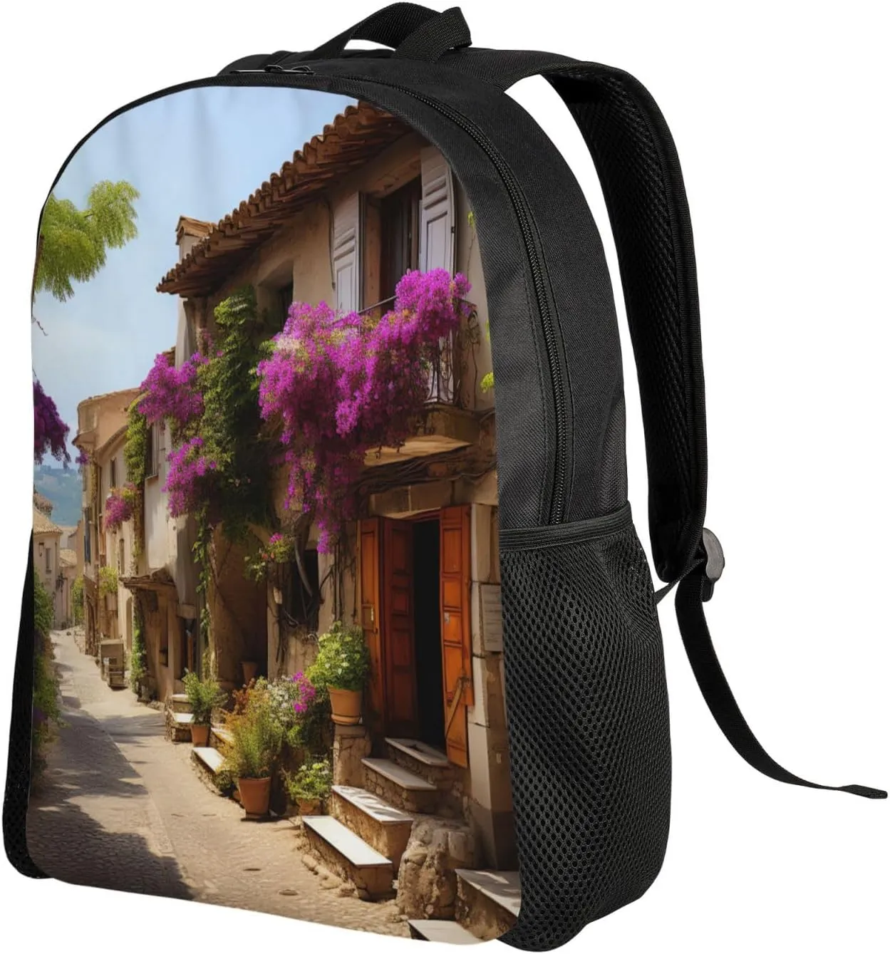 Laptop Backpack for Women Men Carry-on Backpack Beautiful Old Town of Provence Daypack Lightweight Travel Shoulder Bags