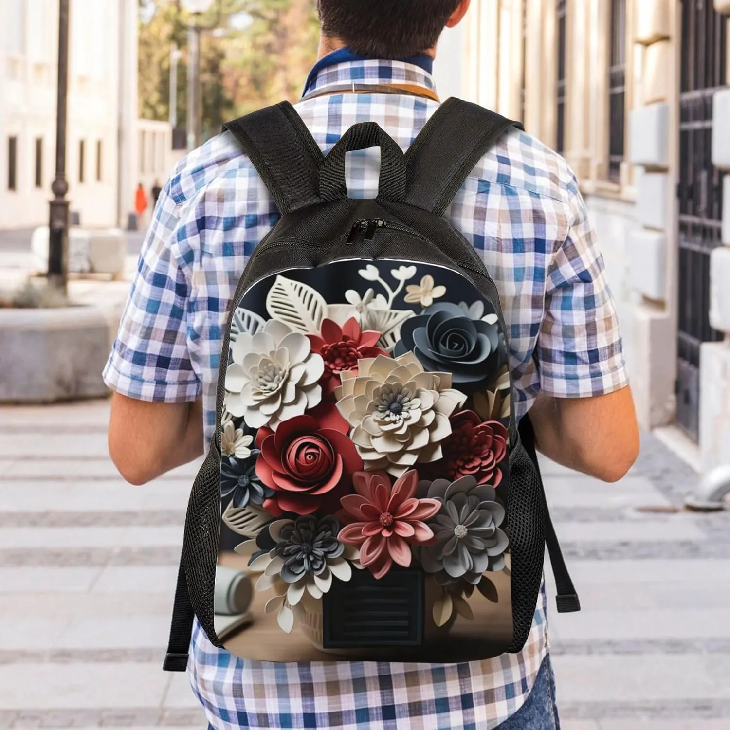 Laptop Backpack for Women Men Carry-on Backpack Bouquet on Table Daypack Lightweight Travel Shoulder Bags