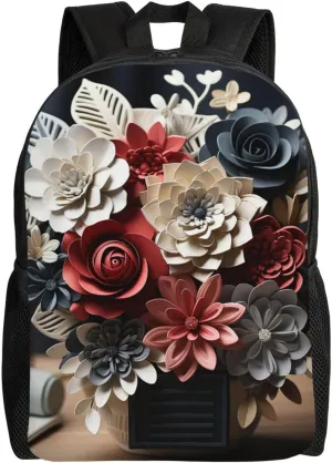 Laptop Backpack for Women Men Carry-on Backpack Bouquet on Table Daypack Lightweight Travel Shoulder Bags