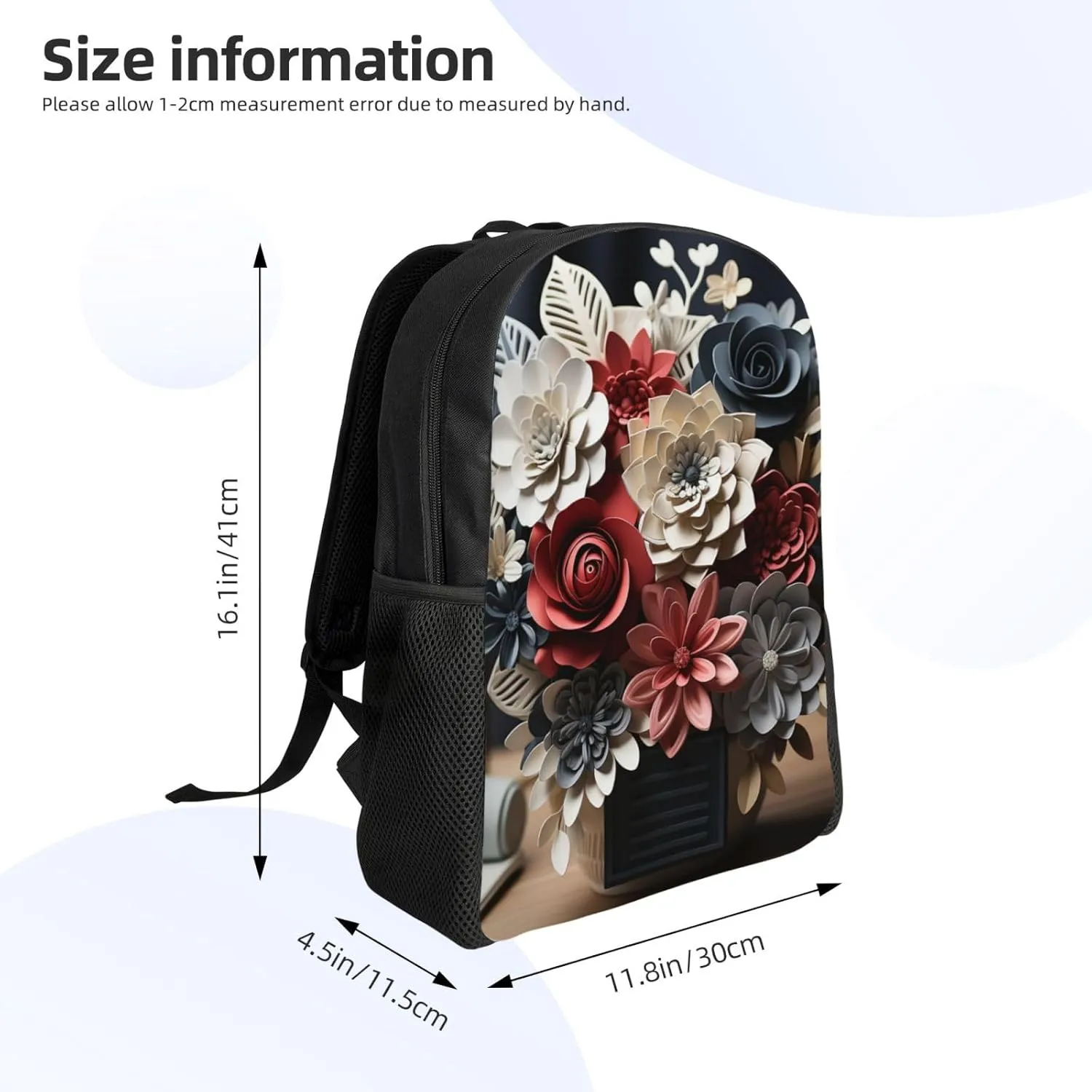 Laptop Backpack for Women Men Carry-on Backpack Bouquet on Table Daypack Lightweight Travel Shoulder Bags