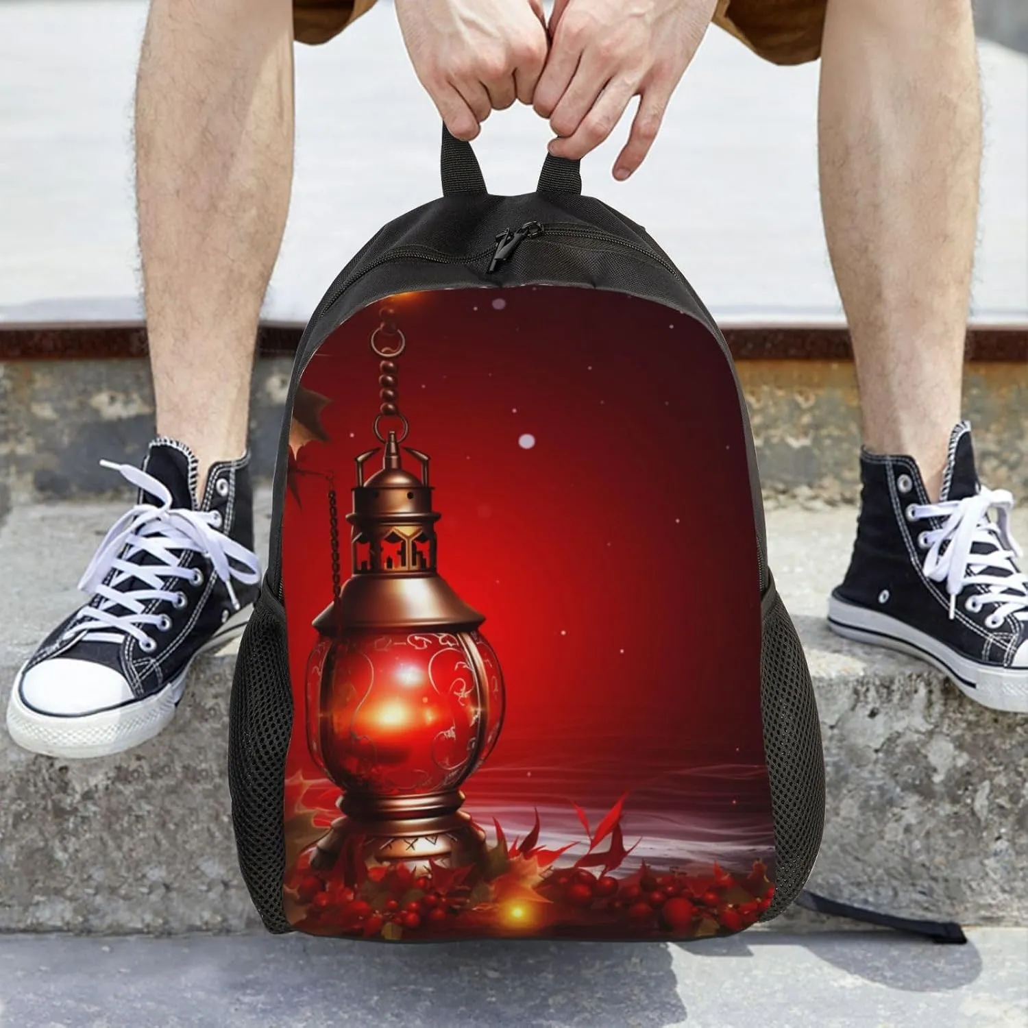 Laptop Backpack for Women Men Carry-on Backpack Christmas Red Lantern Daypack Lightweight Travel Shoulder Bags