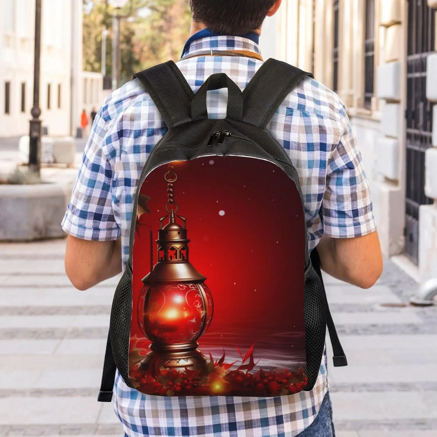 Laptop Backpack for Women Men Carry-on Backpack Christmas Red Lantern Daypack Lightweight Travel Shoulder Bags