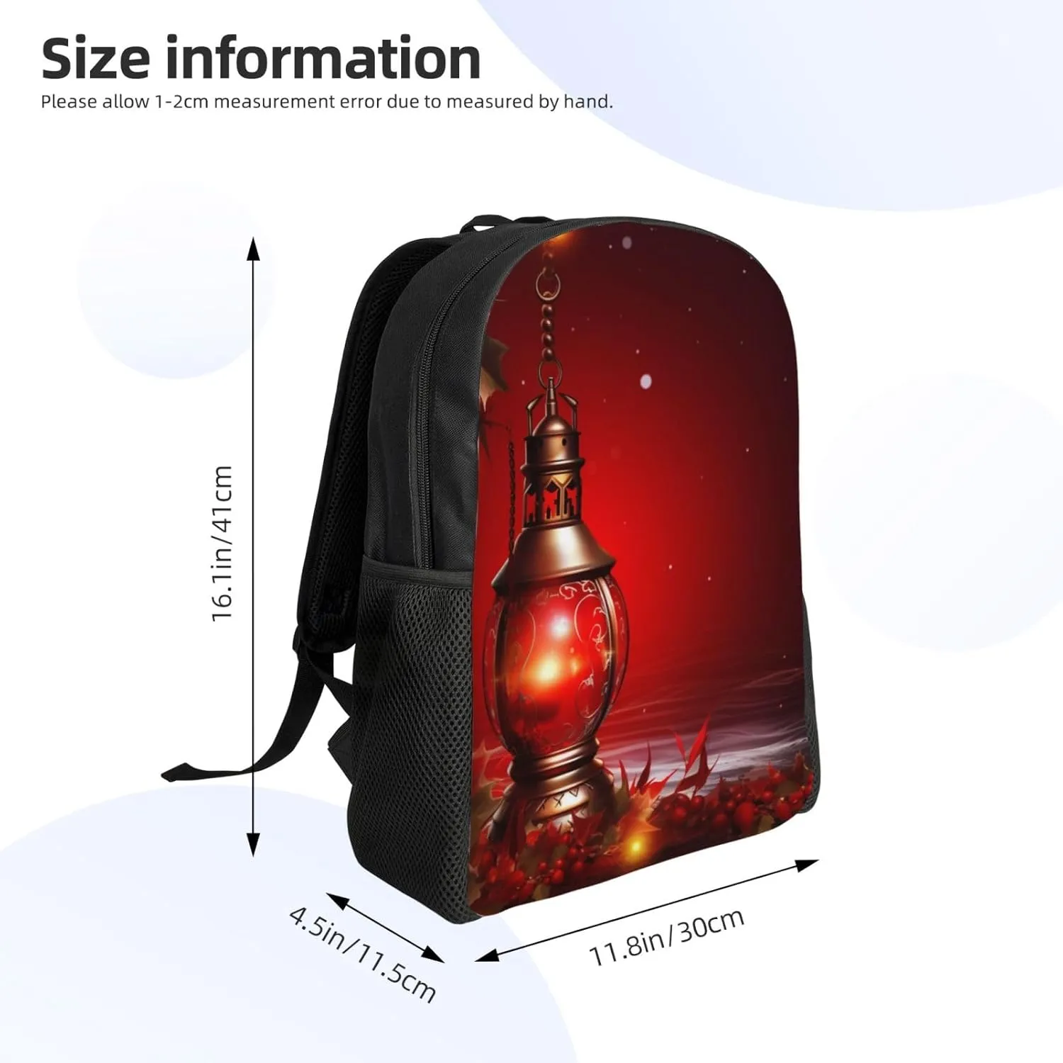 Laptop Backpack for Women Men Carry-on Backpack Christmas Red Lantern Daypack Lightweight Travel Shoulder Bags