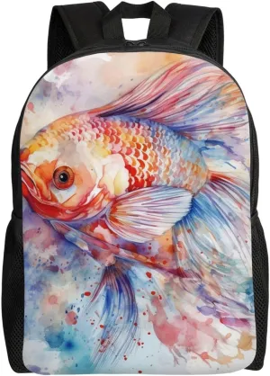 Laptop Backpack for Women Men Carry-on Backpack Fish Daypack Lightweight Travel Shoulder Bags