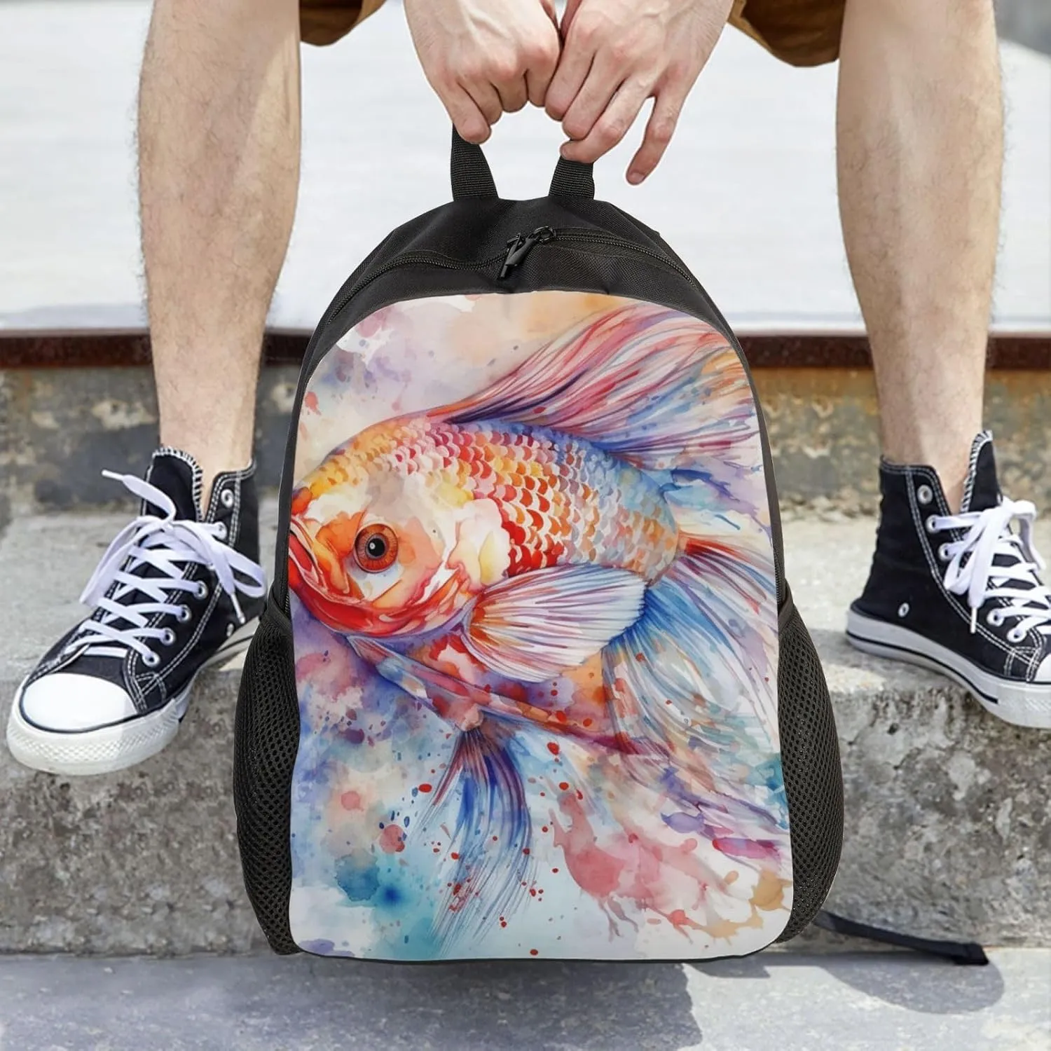 Laptop Backpack for Women Men Carry-on Backpack Fish Daypack Lightweight Travel Shoulder Bags