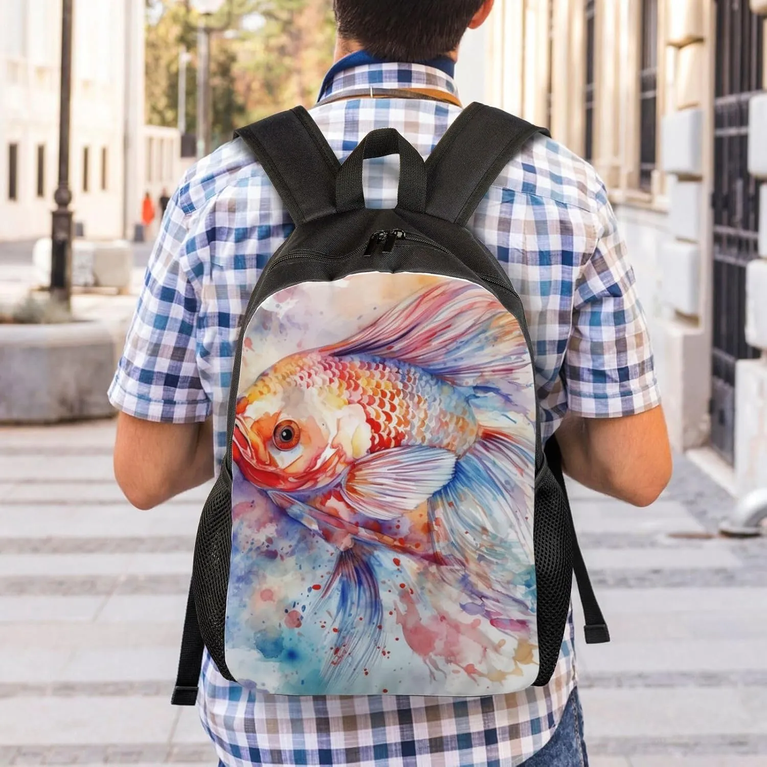 Laptop Backpack for Women Men Carry-on Backpack Fish Daypack Lightweight Travel Shoulder Bags