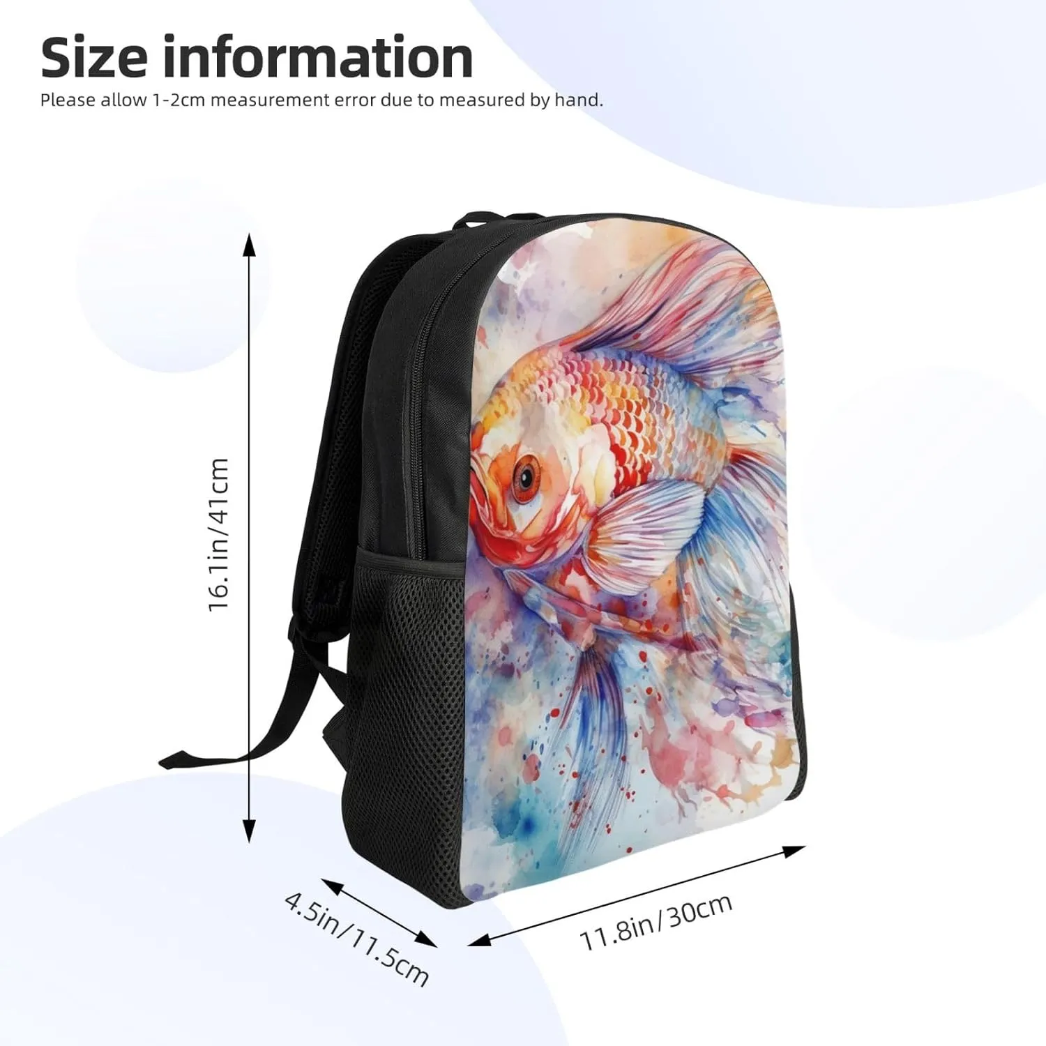 Laptop Backpack for Women Men Carry-on Backpack Fish Daypack Lightweight Travel Shoulder Bags