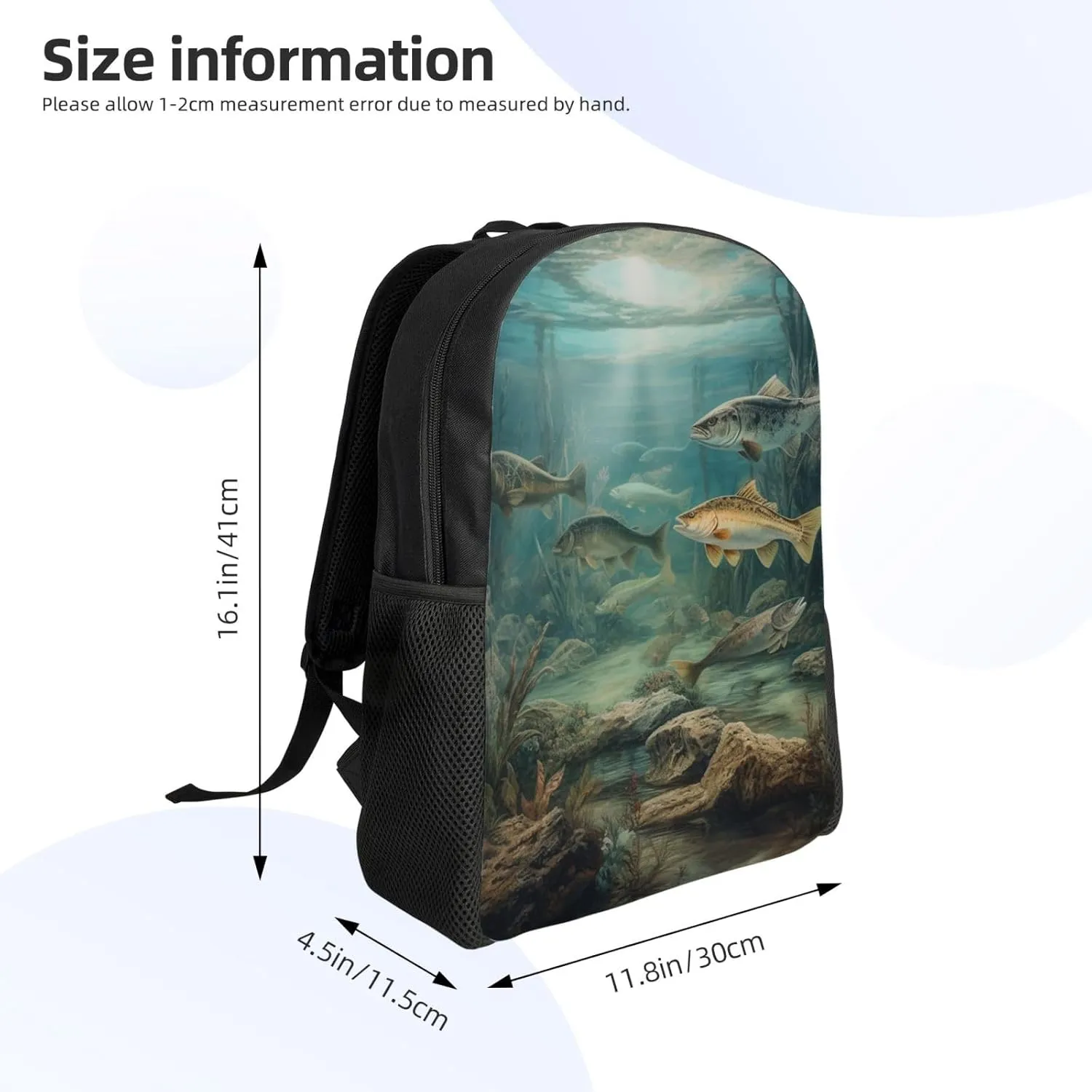 Laptop Backpack for Women Men Carry-on Backpack Fishing Lake Fishermen Daypack Lightweight Travel Shoulder Bags