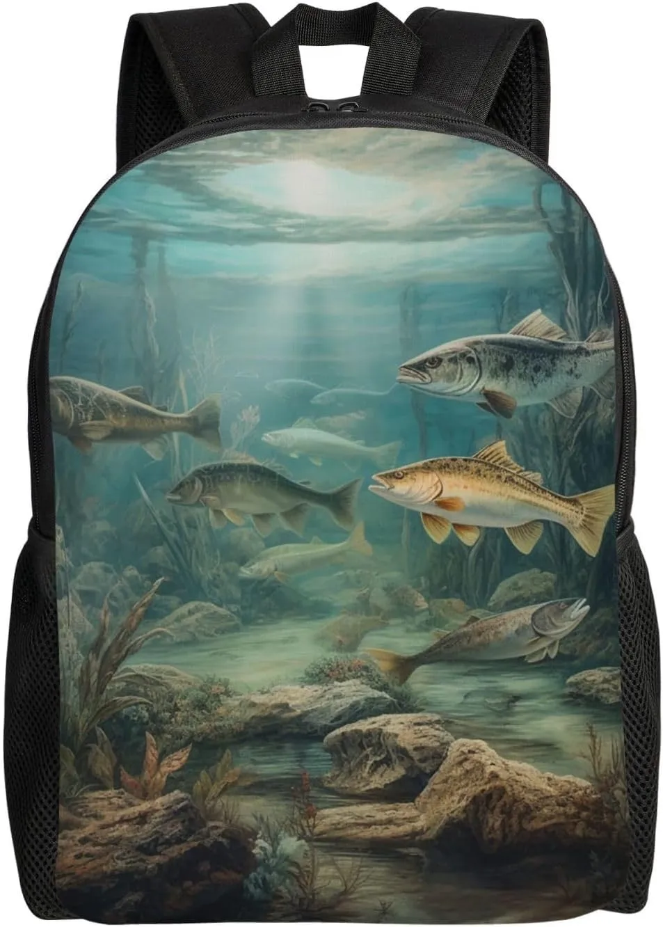 Laptop Backpack for Women Men Carry-on Backpack Fishing Lake Fishermen Daypack Lightweight Travel Shoulder Bags