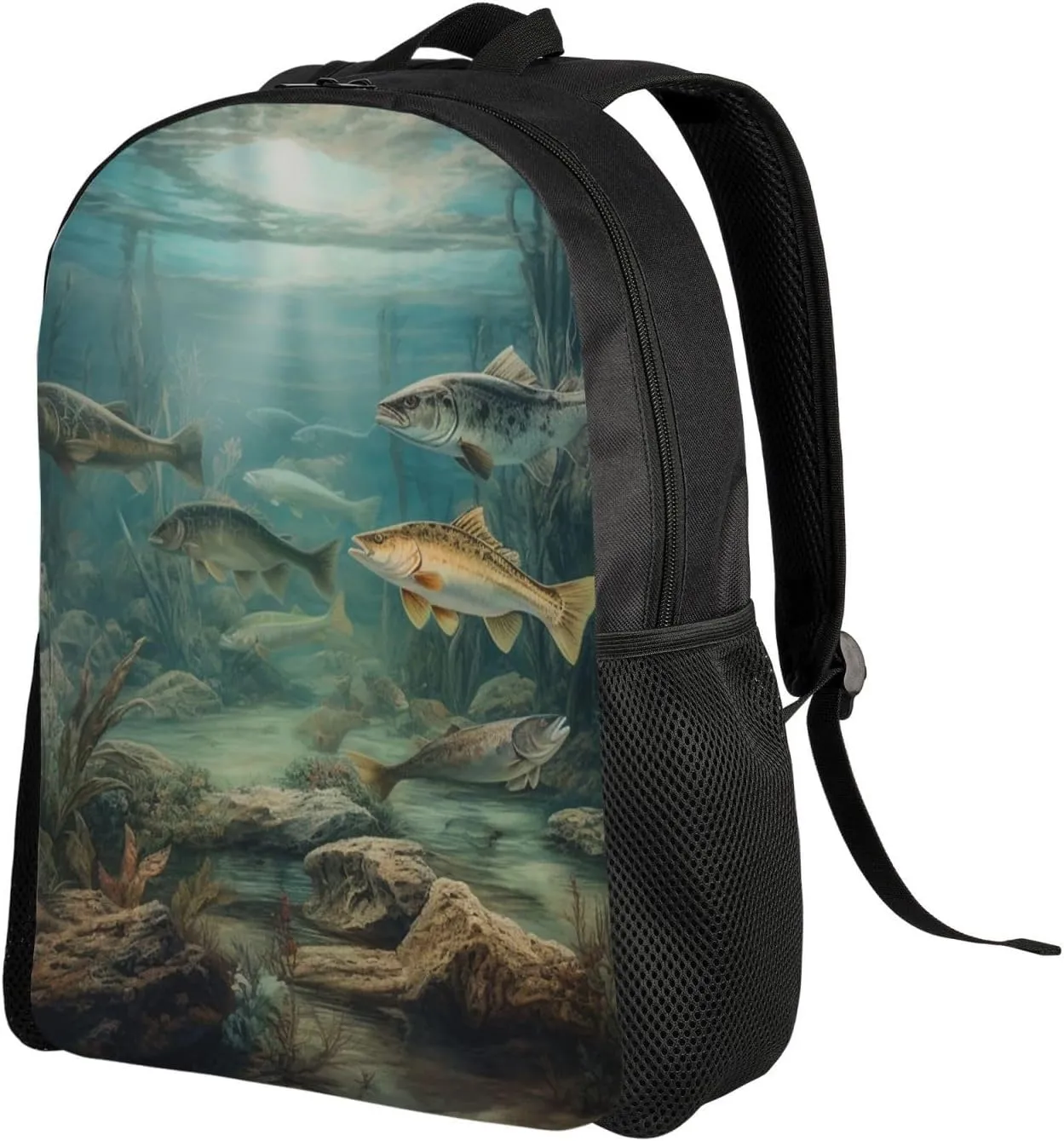 Laptop Backpack for Women Men Carry-on Backpack Fishing Lake Fishermen Daypack Lightweight Travel Shoulder Bags