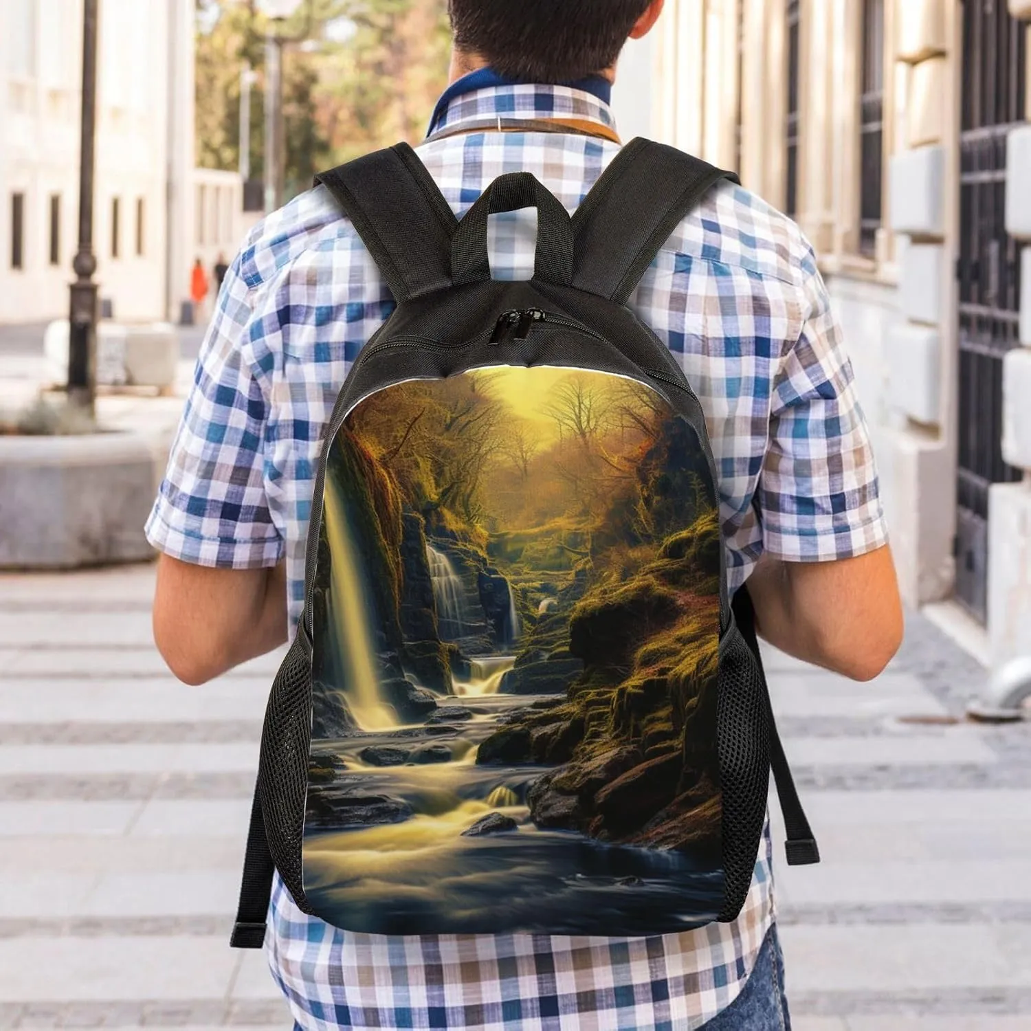 Laptop Backpack for Women Men Carry-on Backpack Milky Way Falls Daypack Lightweight Travel Shoulder Bags