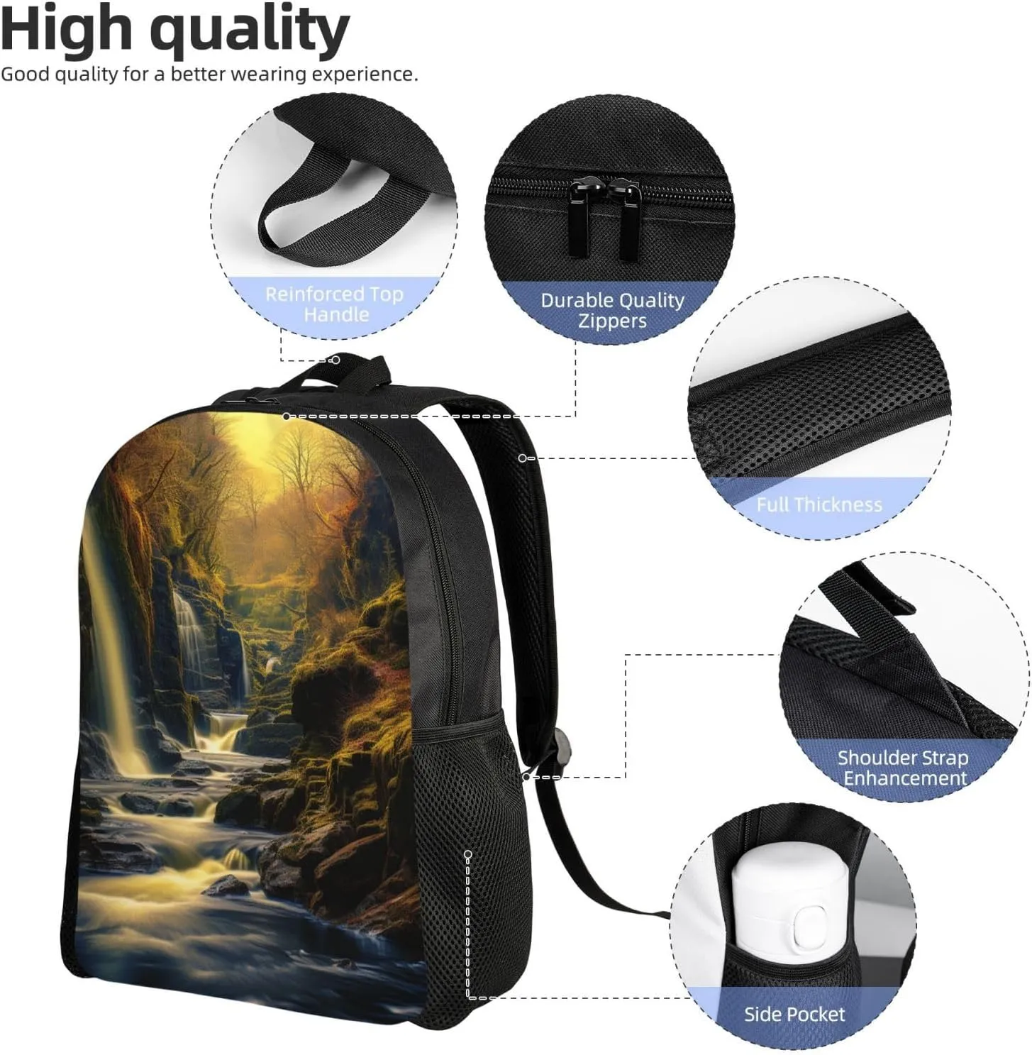 Laptop Backpack for Women Men Carry-on Backpack Milky Way Falls Daypack Lightweight Travel Shoulder Bags