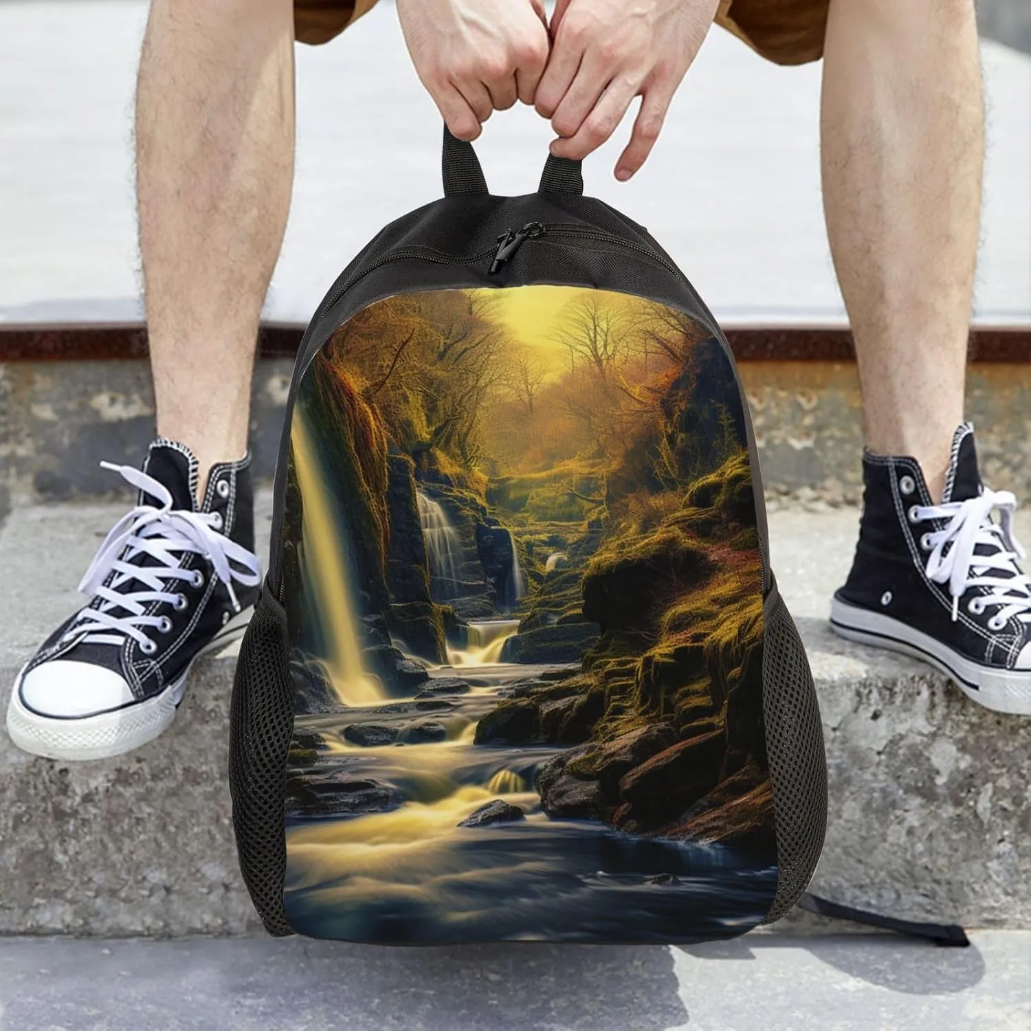 Laptop Backpack for Women Men Carry-on Backpack Milky Way Falls Daypack Lightweight Travel Shoulder Bags