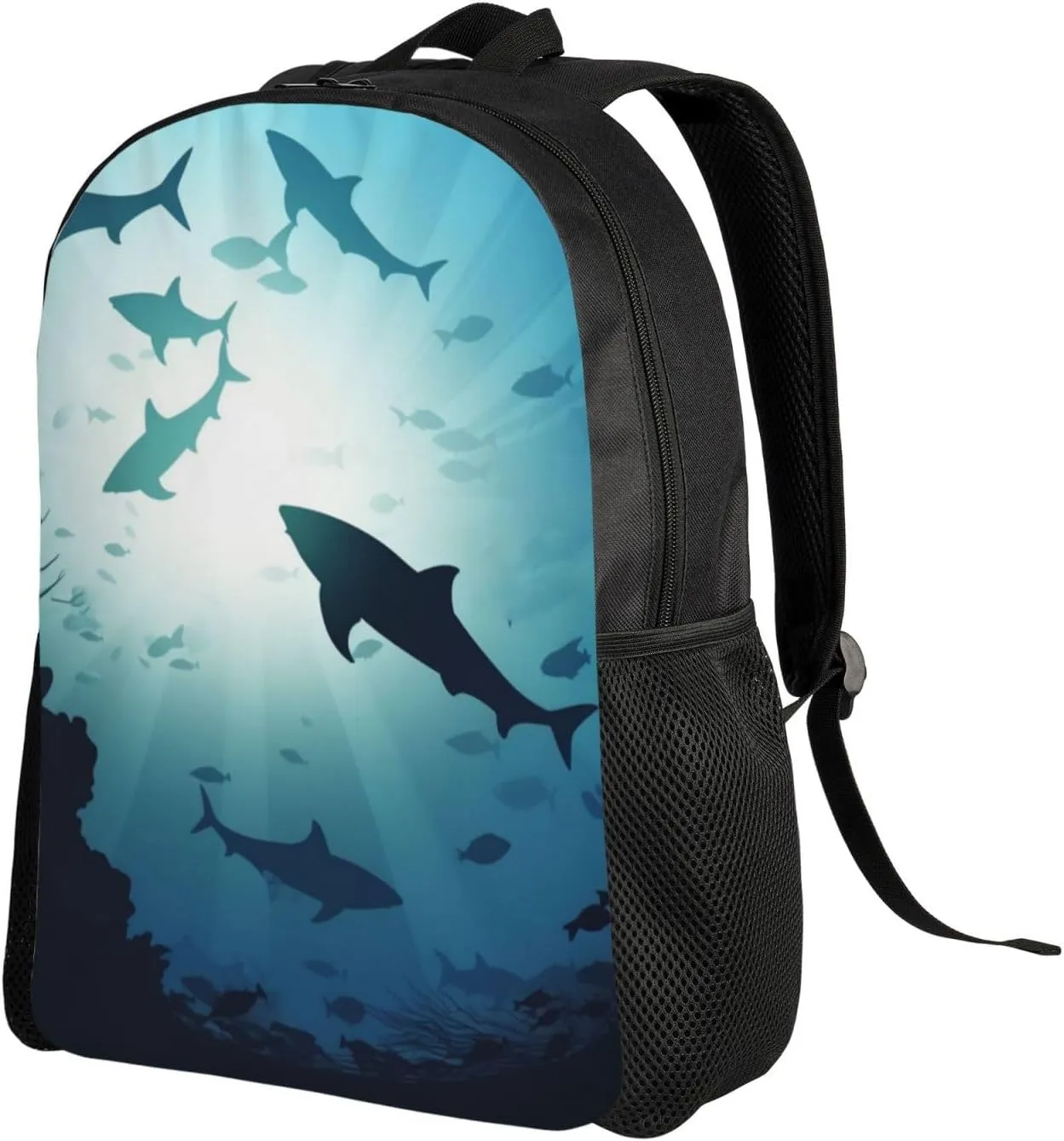 Laptop Backpack for Women Men Carry-on Backpack Ocean Animal Fish Daypack Lightweight Travel Shoulder Bags