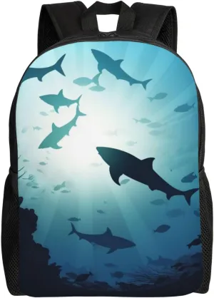 Laptop Backpack for Women Men Carry-on Backpack Ocean Animal Fish Daypack Lightweight Travel Shoulder Bags