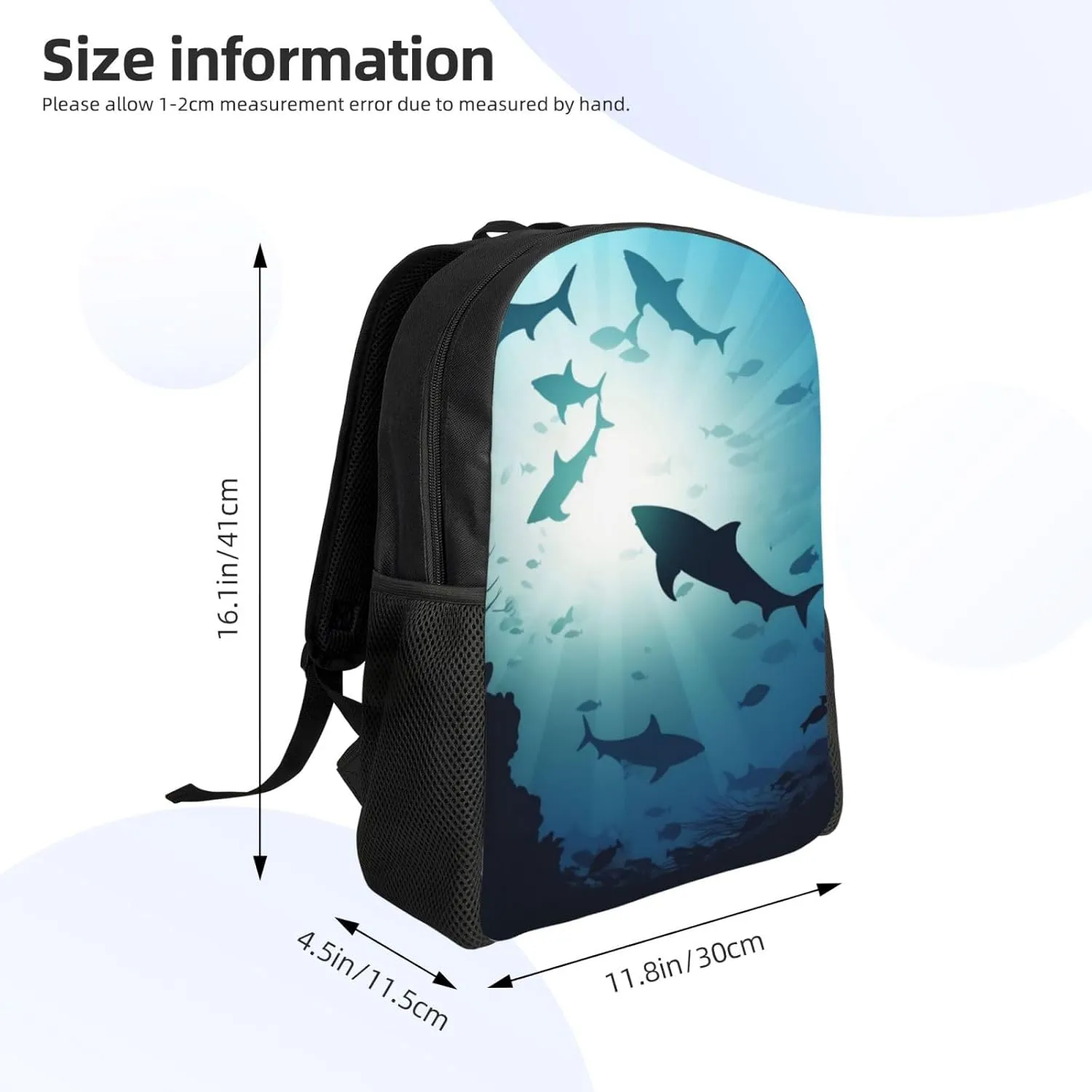 Laptop Backpack for Women Men Carry-on Backpack Ocean Animal Fish Daypack Lightweight Travel Shoulder Bags
