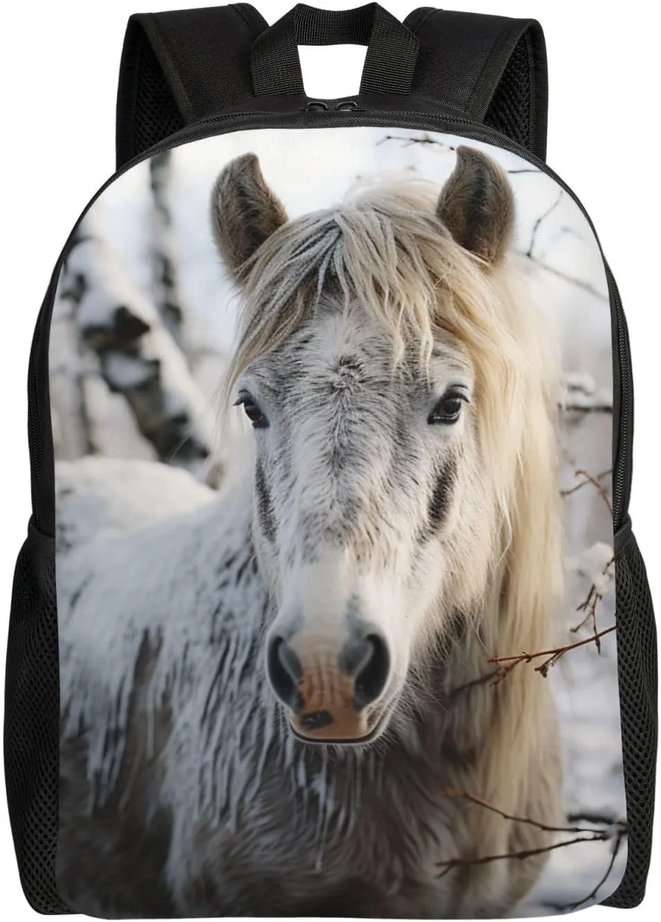 Laptop Backpack for Women Men Carry-on Backpack Pony in the Snow Daypack Lightweight Travel Shoulder Bags