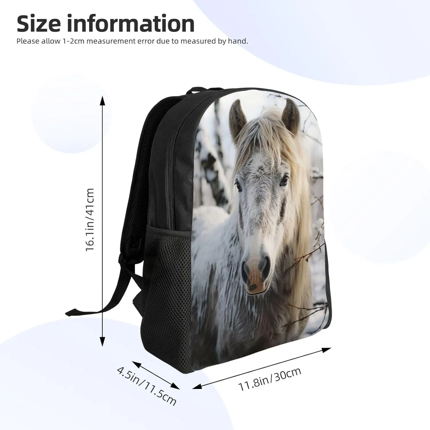 Laptop Backpack for Women Men Carry-on Backpack Pony in the Snow Daypack Lightweight Travel Shoulder Bags