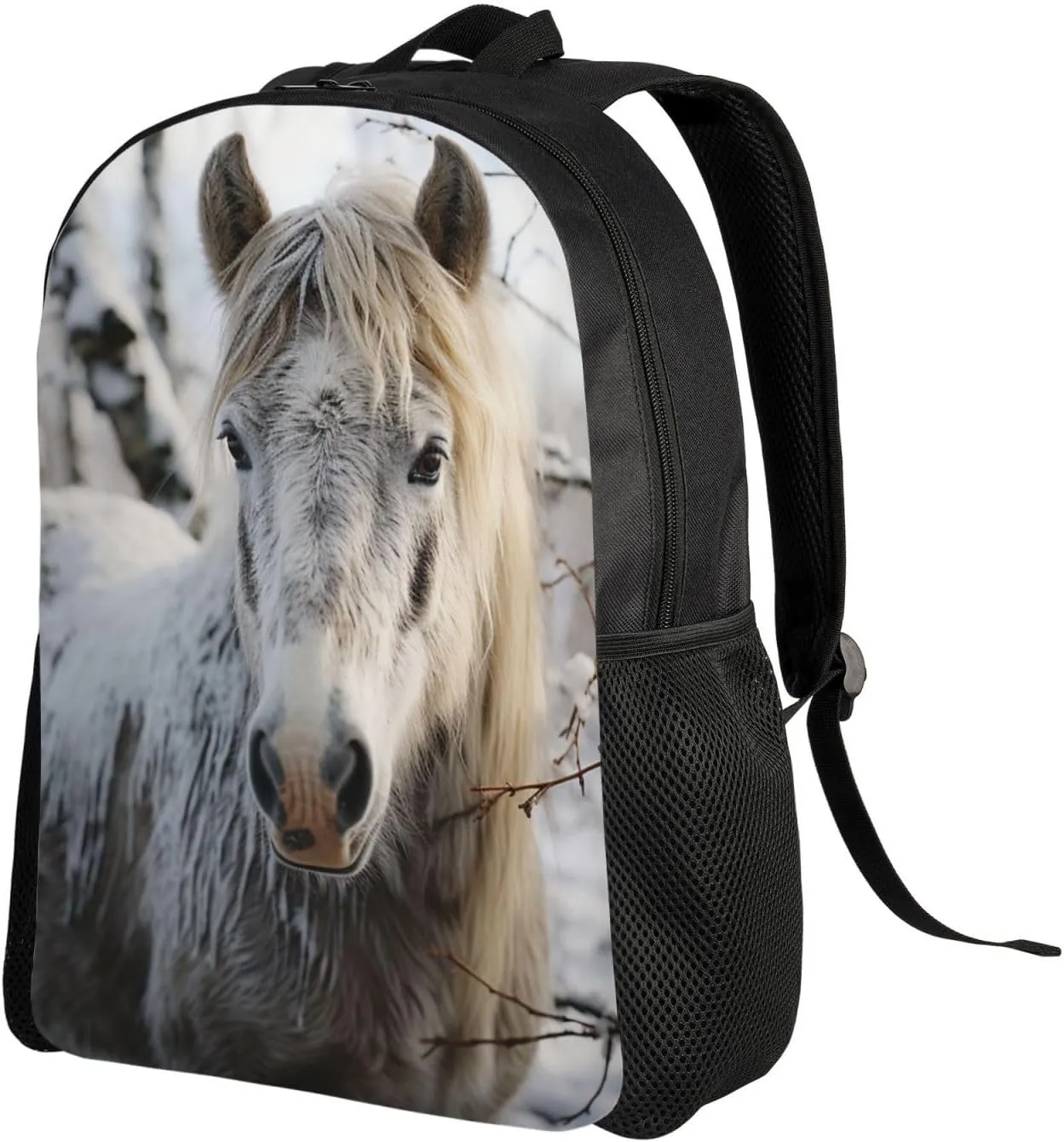 Laptop Backpack for Women Men Carry-on Backpack Pony in the Snow Daypack Lightweight Travel Shoulder Bags
