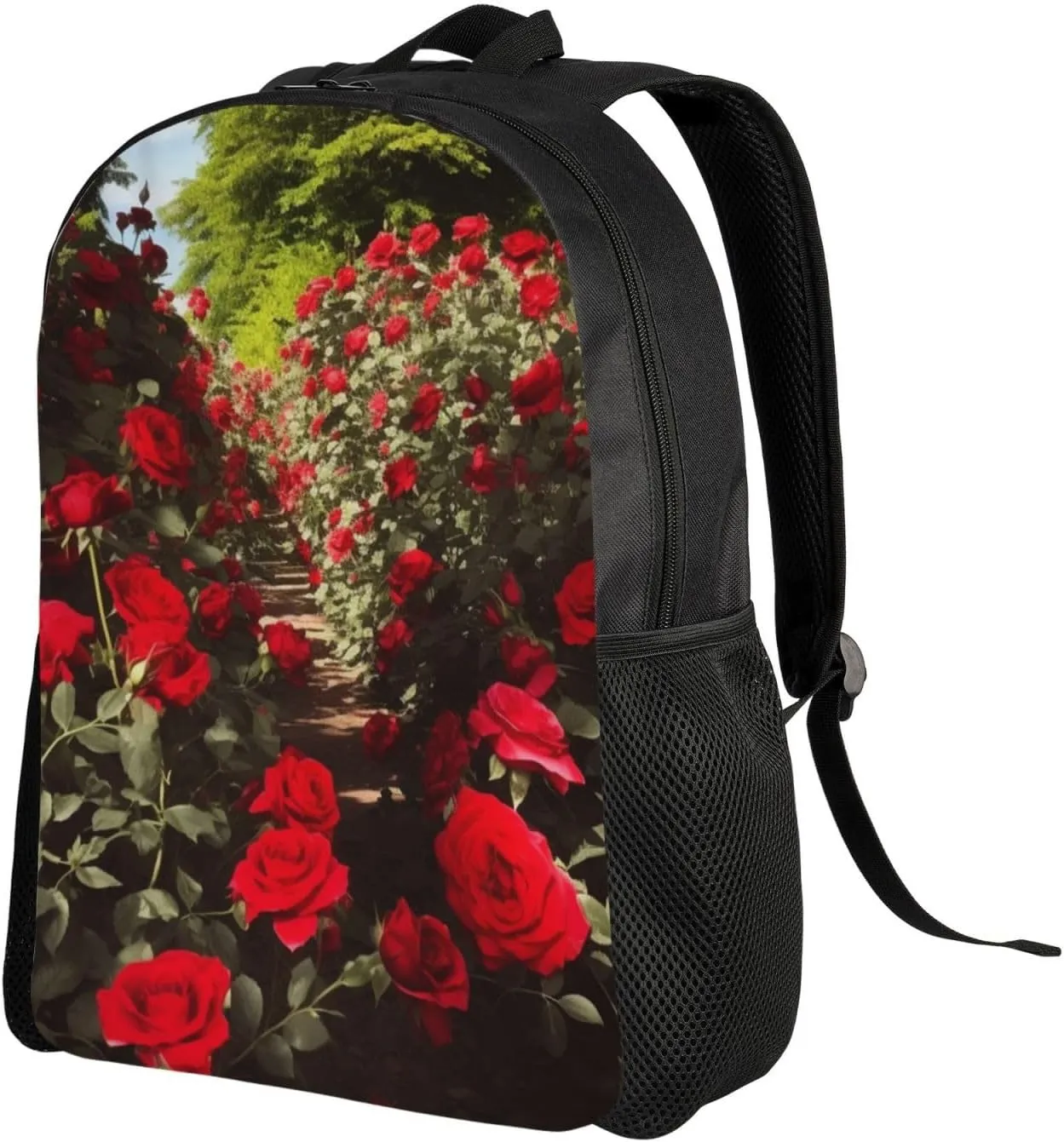 Laptop Backpack for Women Men Carry-on Backpack Red Rose Garden Daypack Lightweight Travel Shoulder Bags