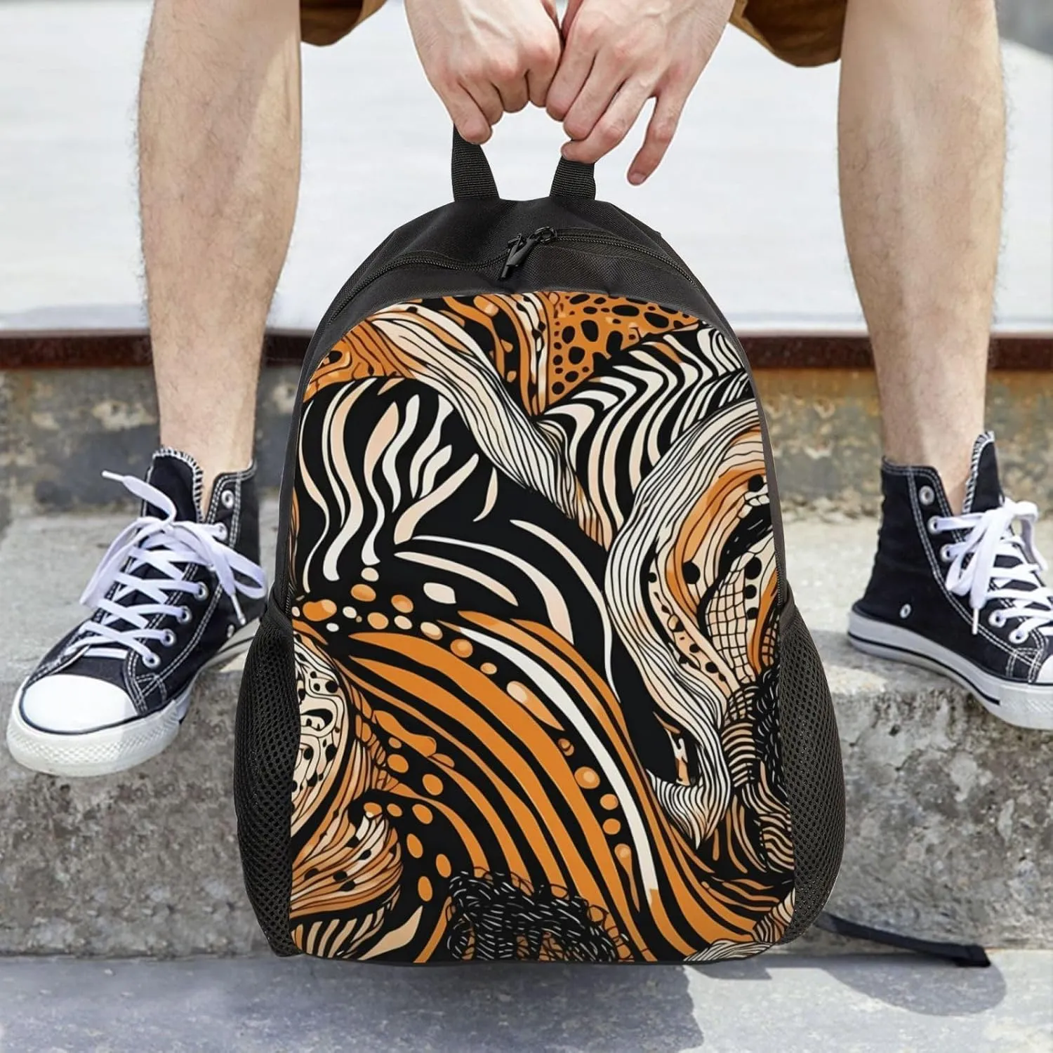 Laptop Backpack for Women Men Carry-on Backpack Striped Lines Daypack Lightweight Travel Shoulder Bags