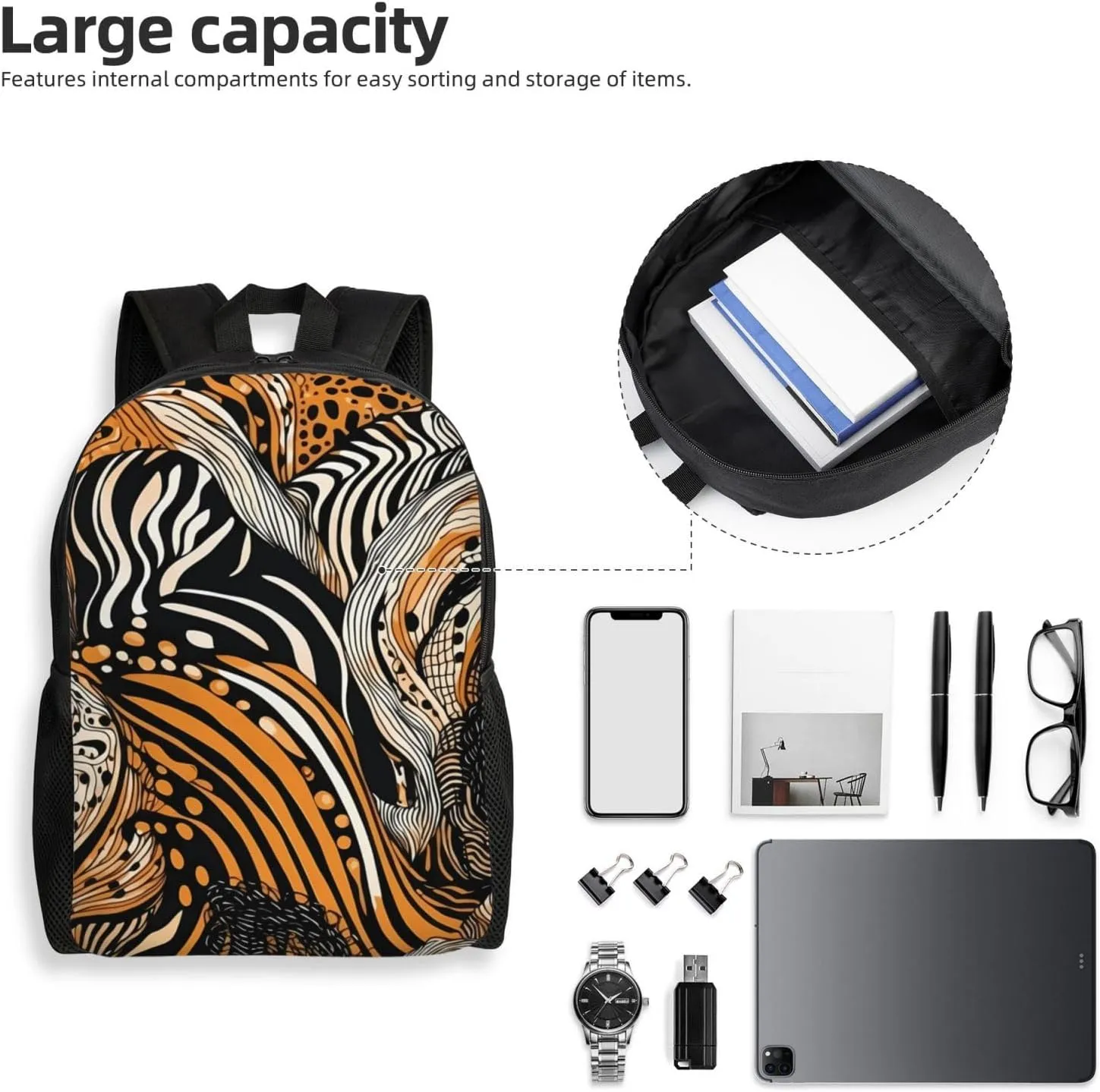 Laptop Backpack for Women Men Carry-on Backpack Striped Lines Daypack Lightweight Travel Shoulder Bags