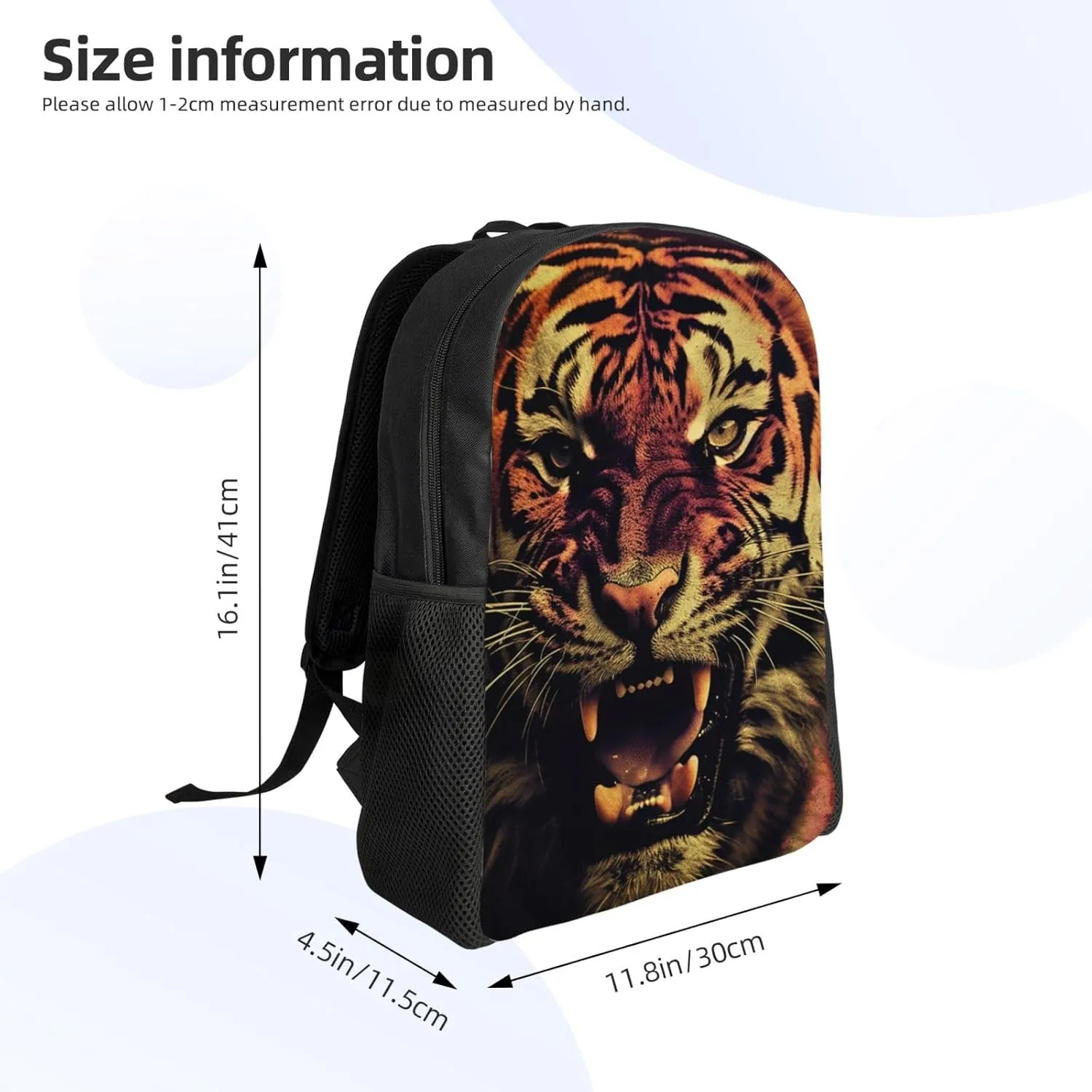 Laptop Backpack for Women Men Carry-on Backpack Tiger with Eyes Open Daypack Lightweight Travel Shoulder Bags