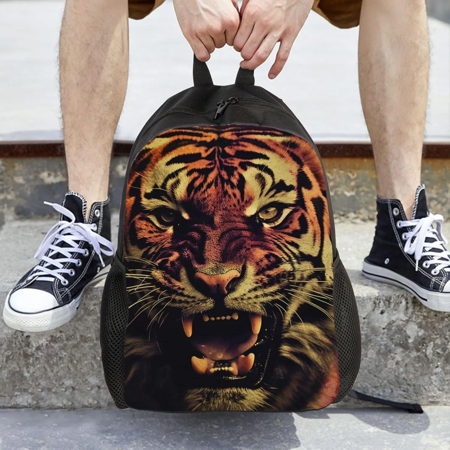 Laptop Backpack for Women Men Carry-on Backpack Tiger with Eyes Open Daypack Lightweight Travel Shoulder Bags