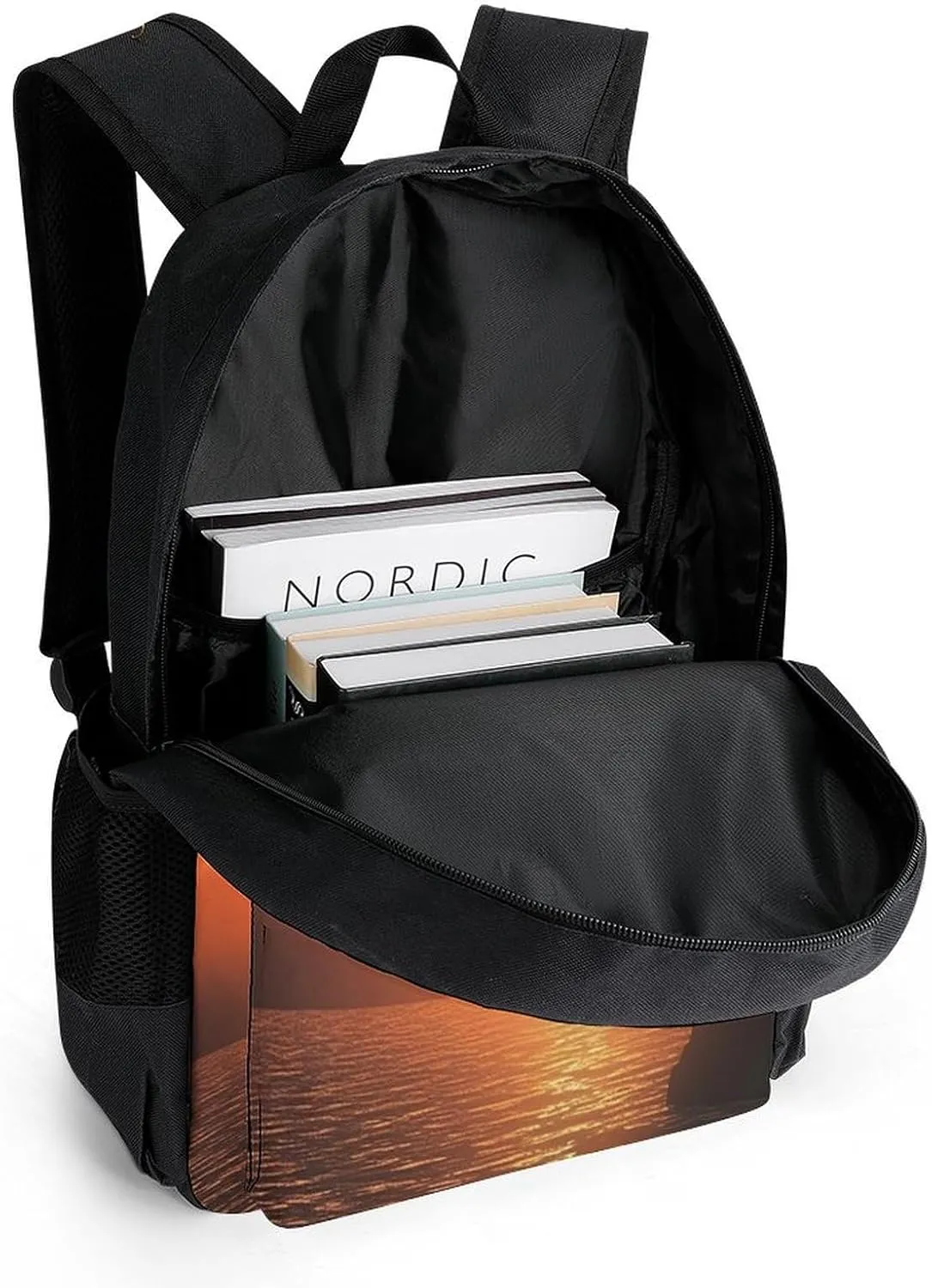 Laptop Backpack for Women Men Daypack Sea Sunset Flying Dragon Backpacks Computer Bag Travel Laptop Bag Casual Work Bag
