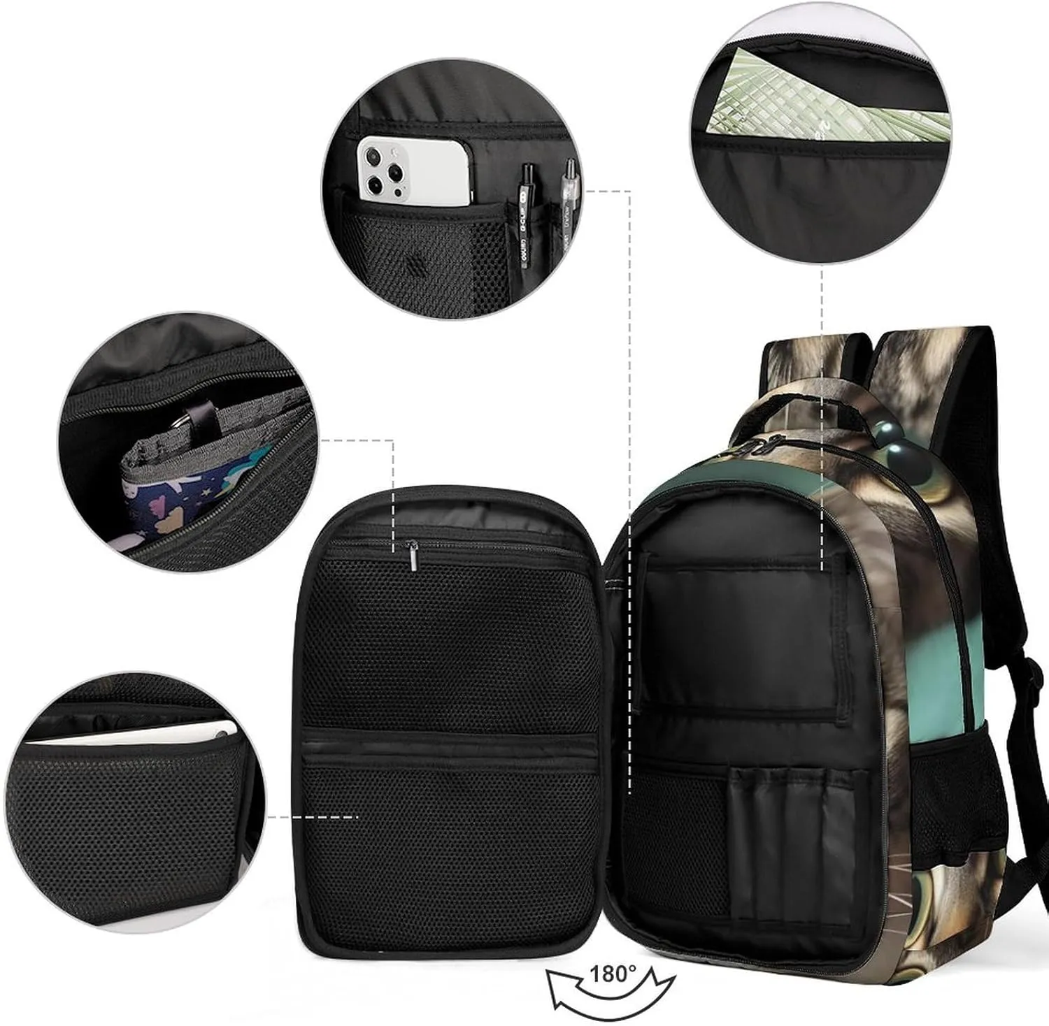 Laptop Backpack for Women Men Daypack Waterproof A Curious Cat Computer Bag Business Work Bag for Travel