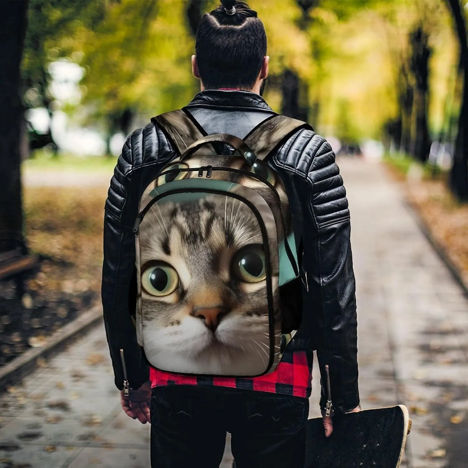 Laptop Backpack for Women Men Daypack Waterproof A Curious Cat Computer Bag Business Work Bag for Travel