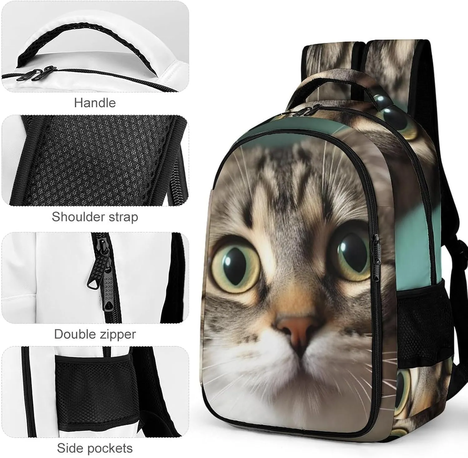 Laptop Backpack for Women Men Daypack Waterproof A Curious Cat Computer Bag Business Work Bag for Travel