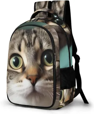 Laptop Backpack for Women Men Daypack Waterproof A Curious Cat Computer Bag Business Work Bag for Travel
