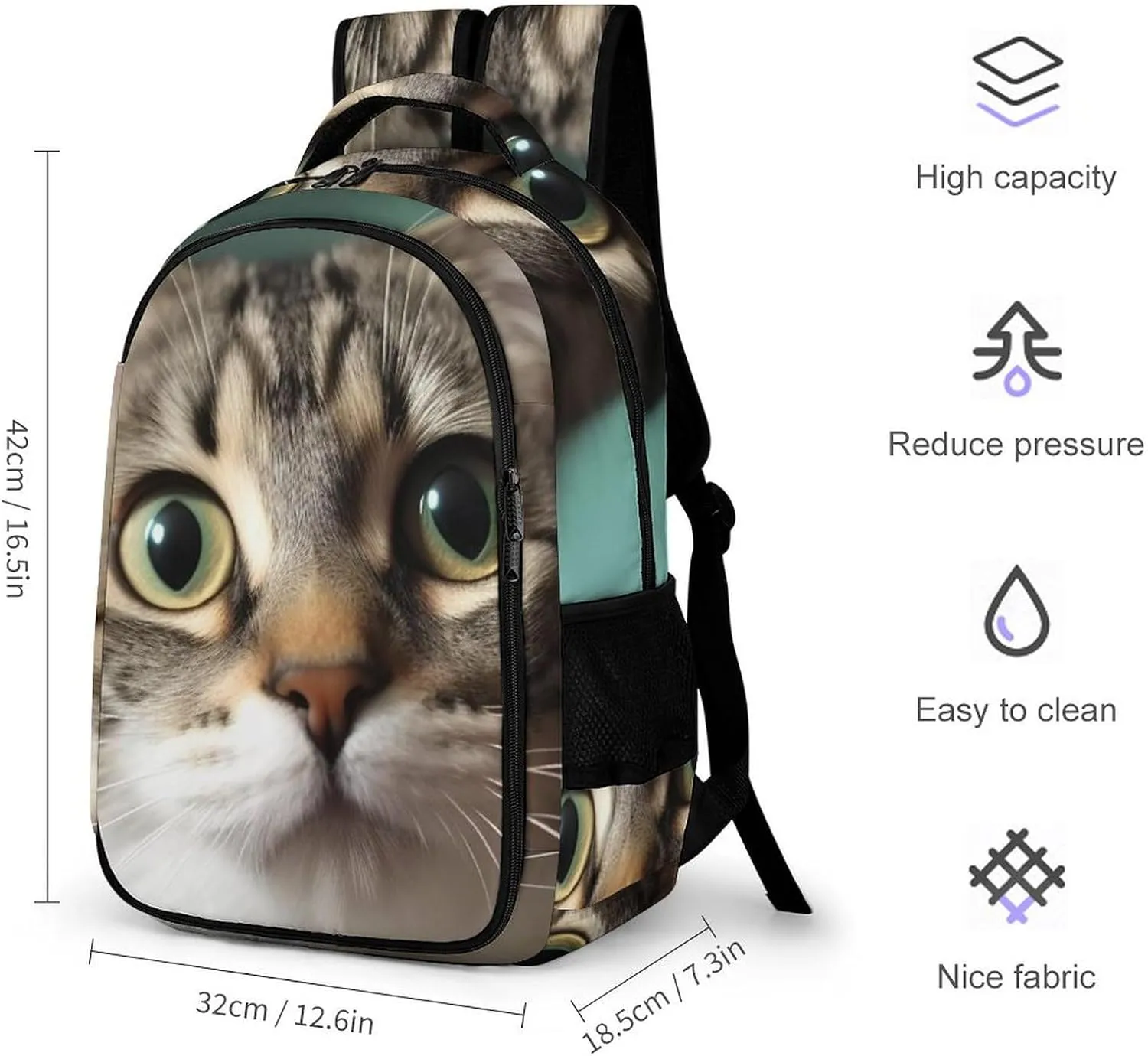 Laptop Backpack for Women Men Daypack Waterproof A Curious Cat Computer Bag Business Work Bag for Travel