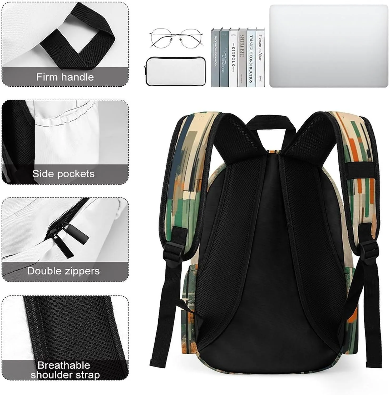 Laptop Backpack for Women Men Daypack Waterproof Complex Patterns Computer Bag Business Work Bag for Travel