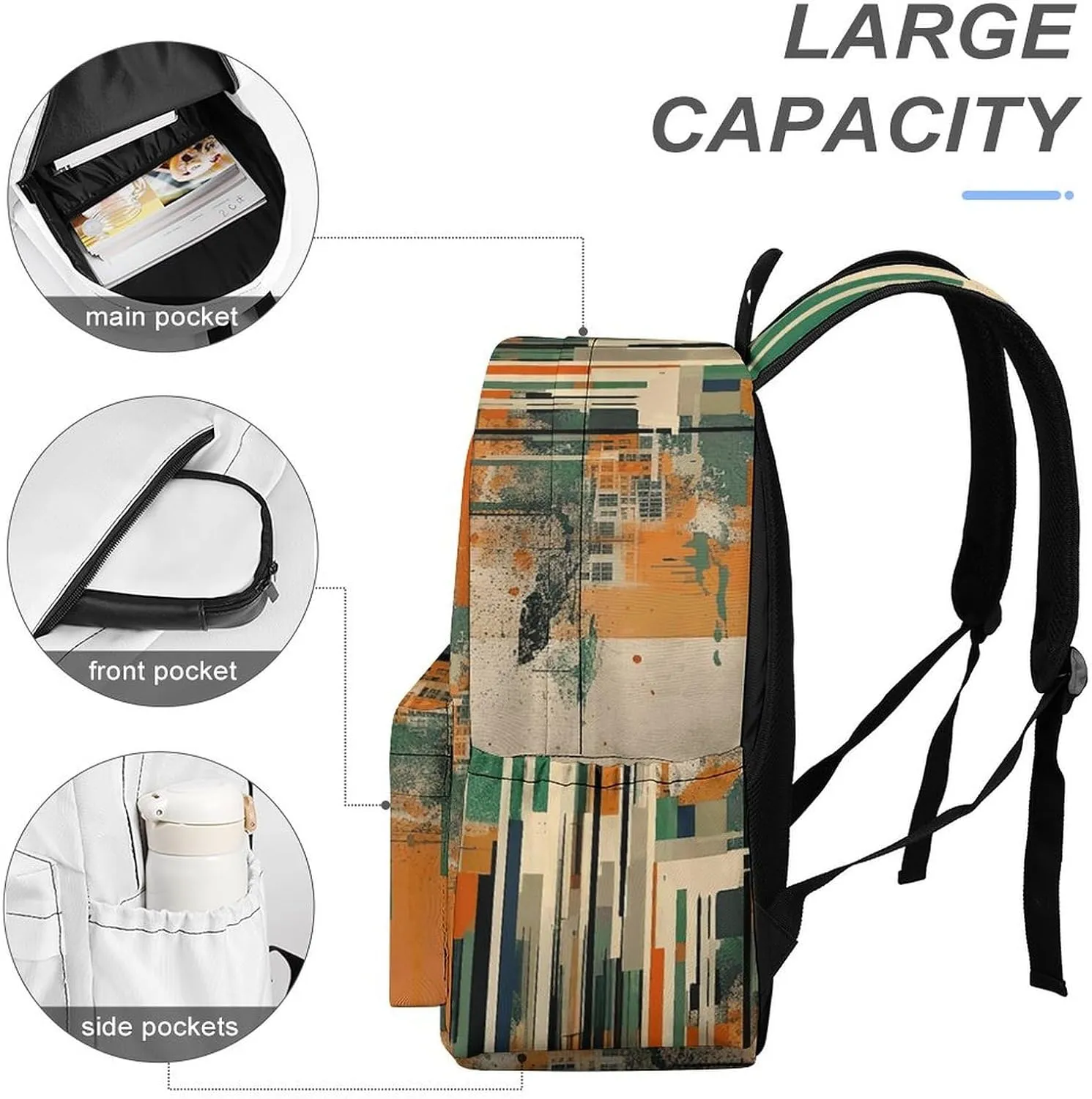 Laptop Backpack for Women Men Daypack Waterproof Complex Patterns Computer Bag Business Work Bag for Travel