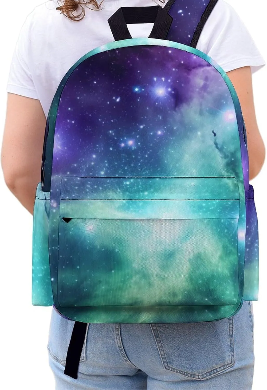 Laptop Backpack for Women Men Daypack Waterproof Green Blue Purple Galaxy Computer Bag Business Work Bag for Travel