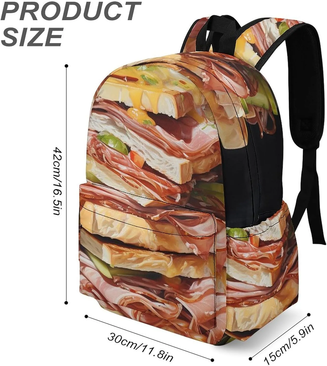 Laptop Backpack for Women Men Daypack Waterproof Ham Toast Computer Bag Business Work Bag for Travel