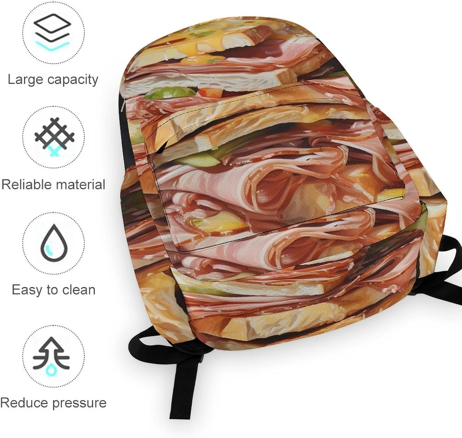 Laptop Backpack for Women Men Daypack Waterproof Ham Toast Computer Bag Business Work Bag for Travel