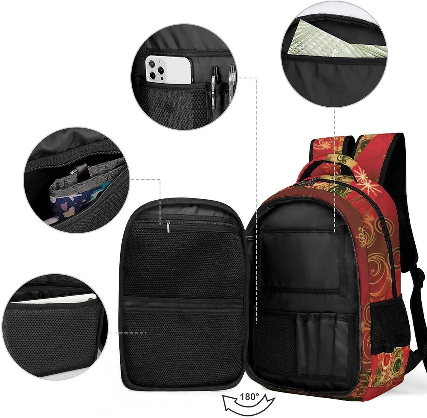 Laptop Backpack for Women Men Daypack Waterproof Merry Christmas Computer Bag Business Work Bag for Travel