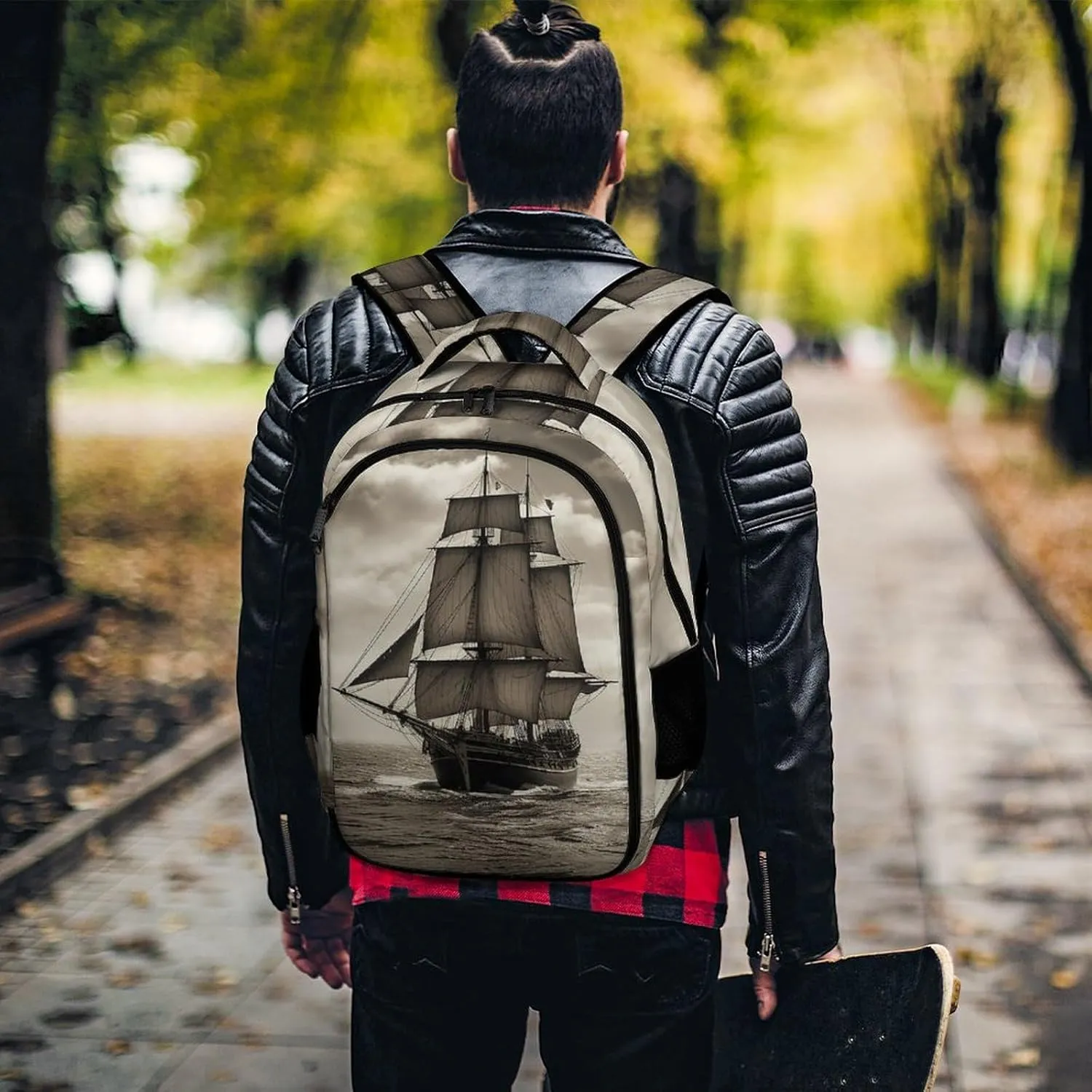 Laptop Backpack for Women Men Daypack Waterproof Nautical Sailing Pirate Theme Computer Bag Business Work Bag for Travel