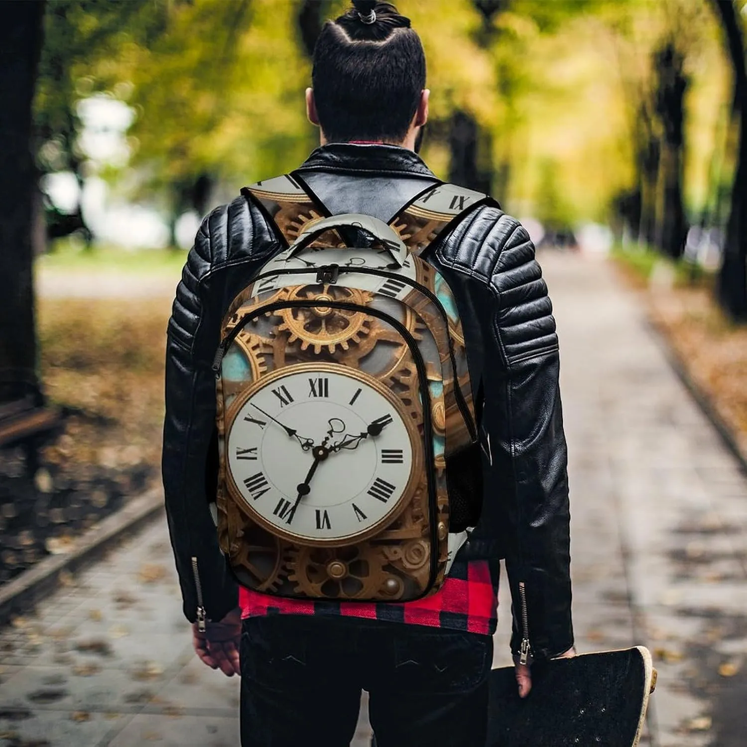 Laptop Backpack for Women Men Daypack Waterproof Rusty Steampunk Clock Computer Bag Business Work Bag for Travel